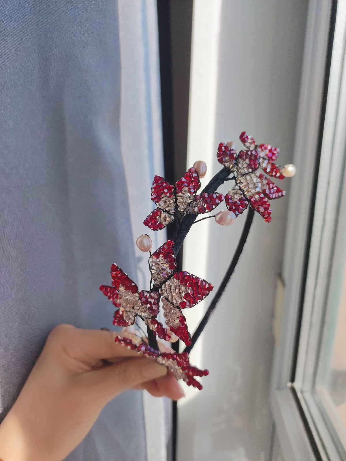 Maple Leaf Beaded Pearl Headband Hair Accessory