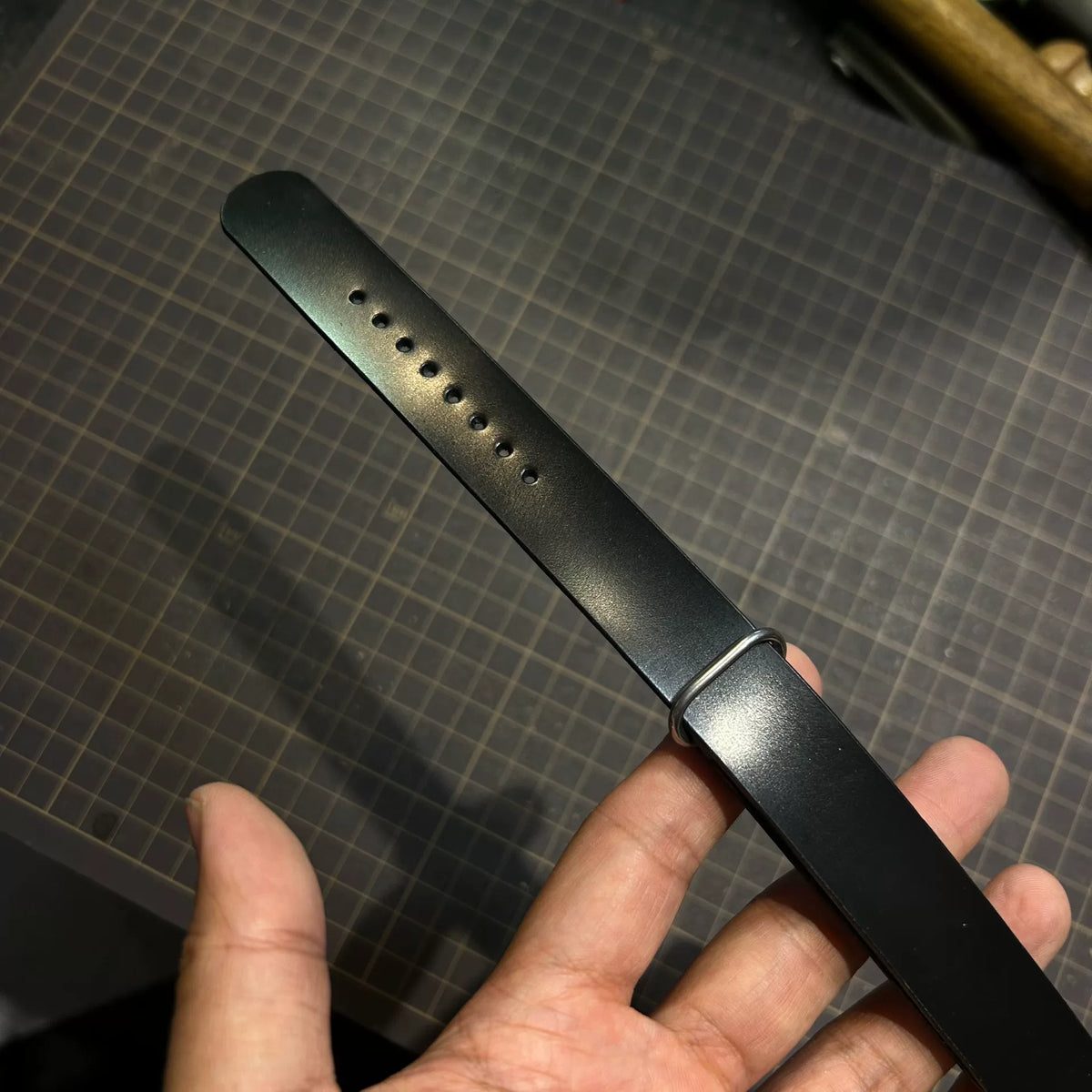 Black Leather NATO Watch Strap