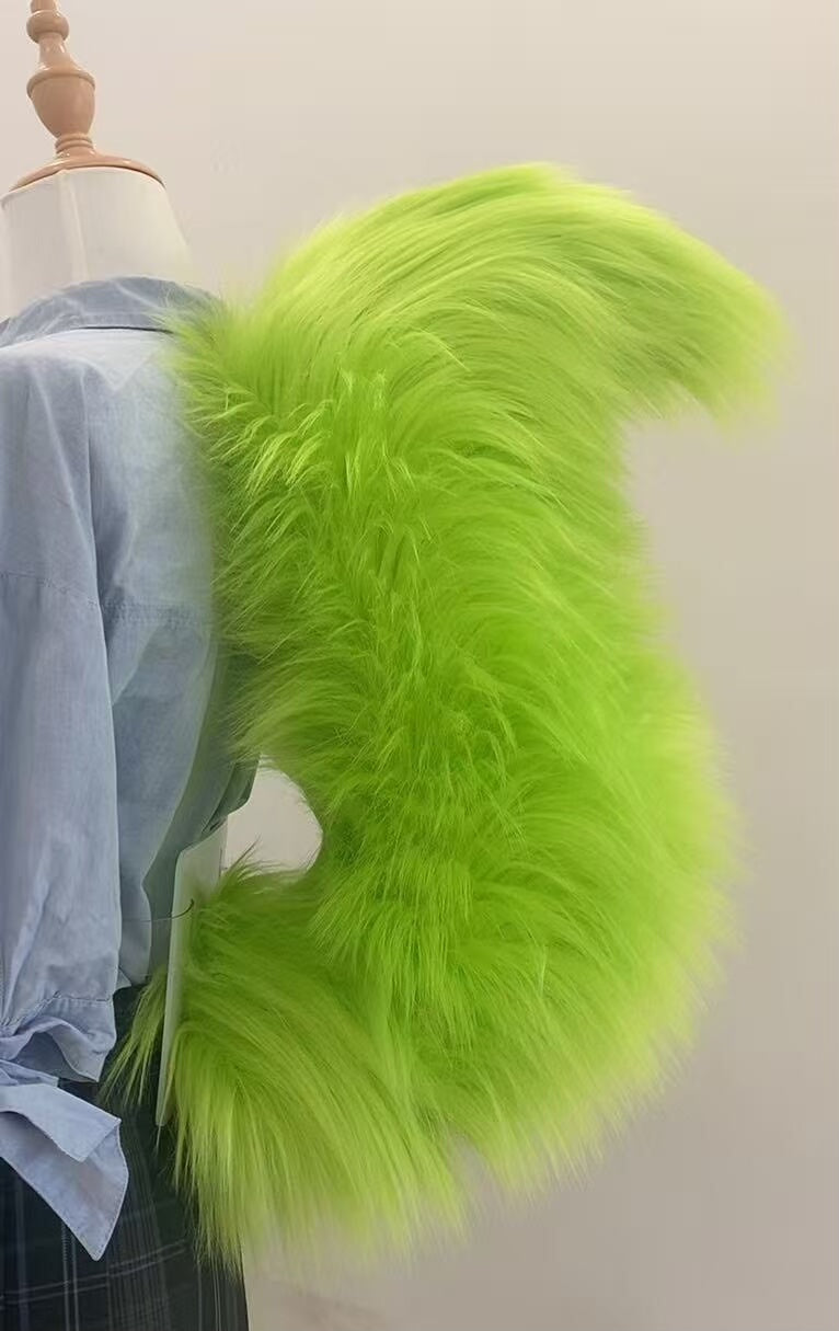 Green fluffy poseable cosplay tail