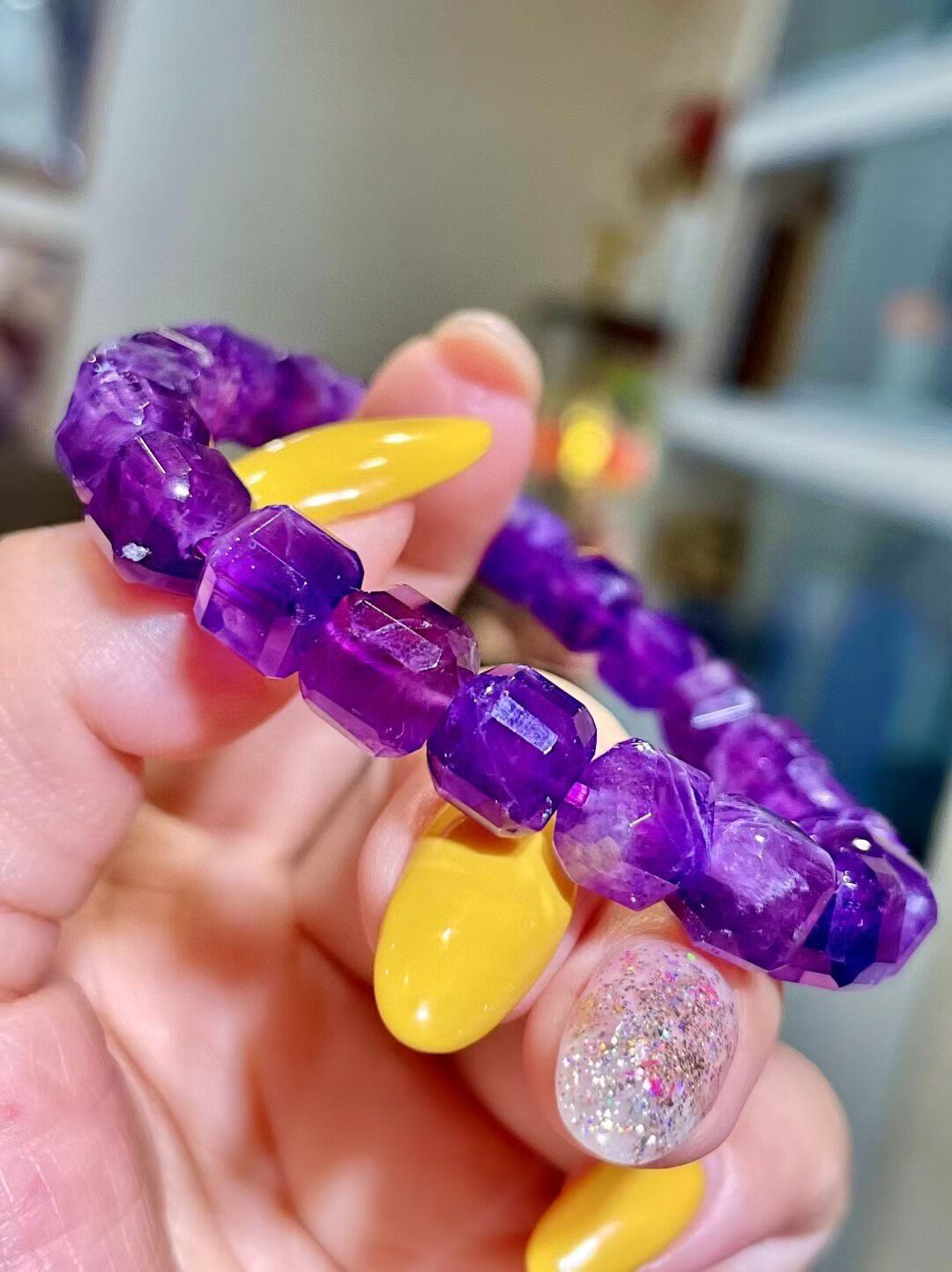 Faceted Amethyst Beaded Bracelet 8.3mm 23.4g