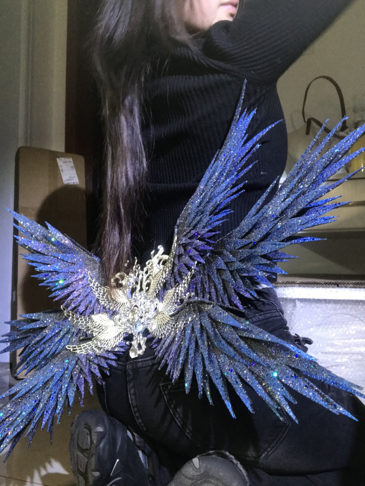 Blue Purple Gradient Six-Wing Waist Back Ornament