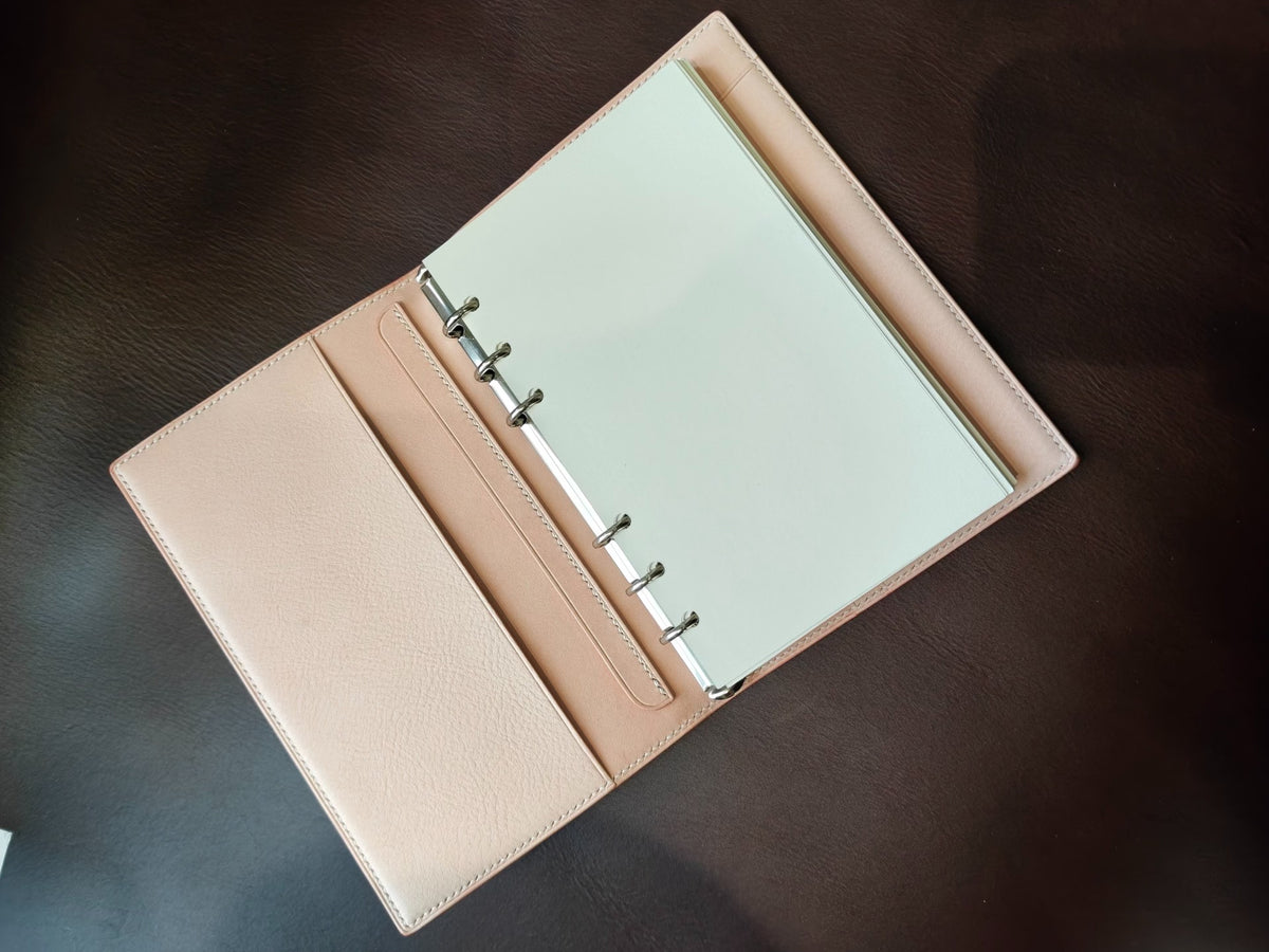 A6FC Leather Binder with Six-Ring Mechanism