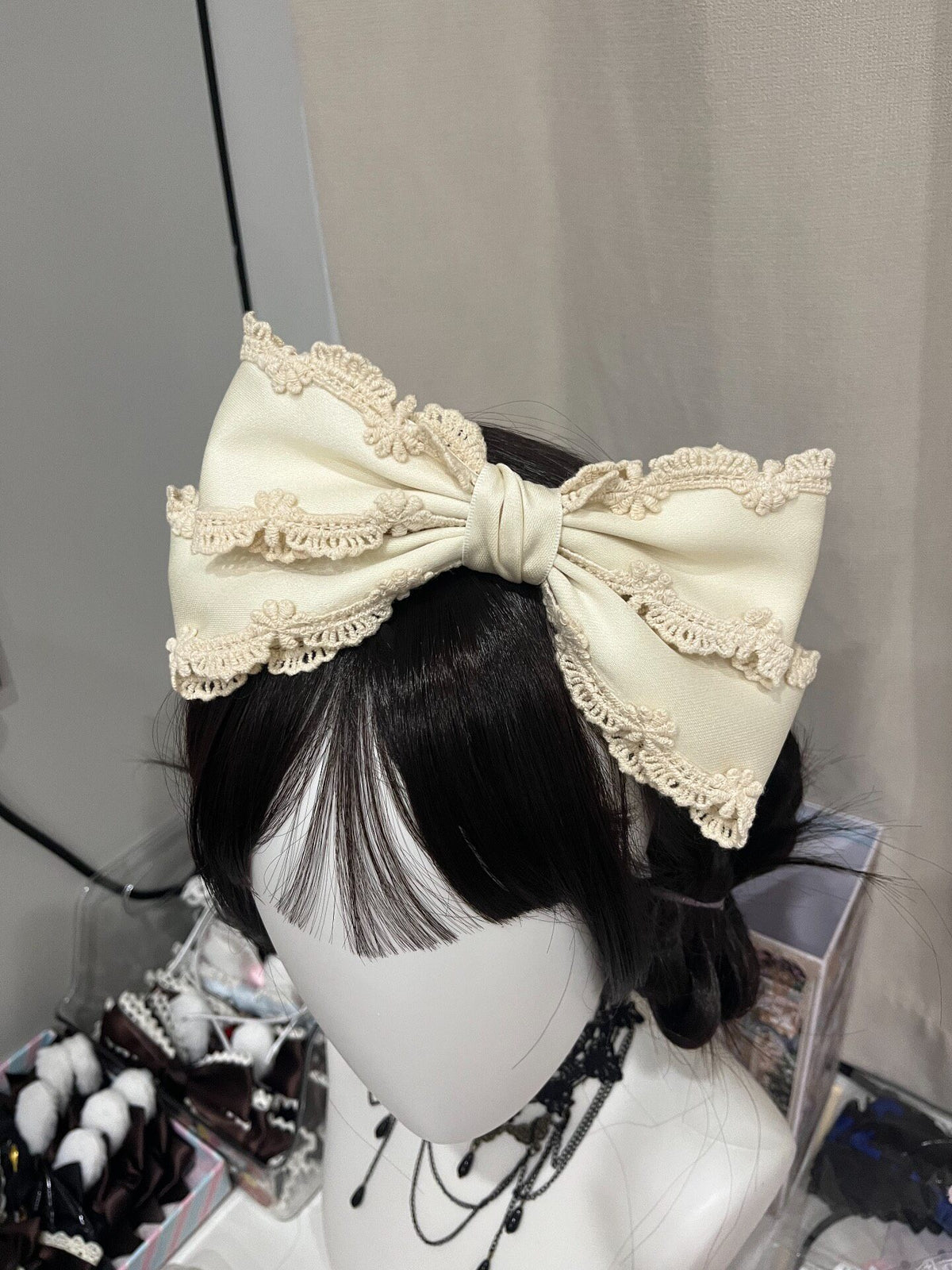 Cream Lolita Bow Hair Clip