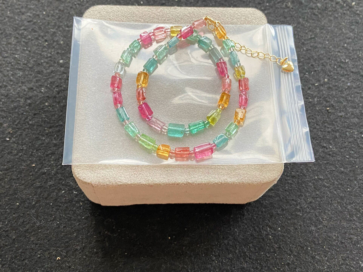 Bracciale in Tormalina Perline Rosa Traslucide