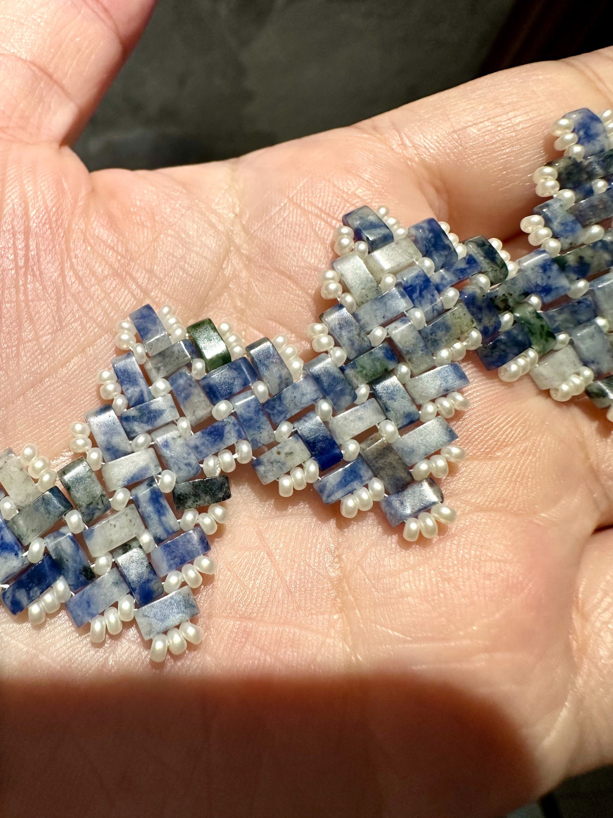 Blue Porcelain Stone Pearl Bracelet