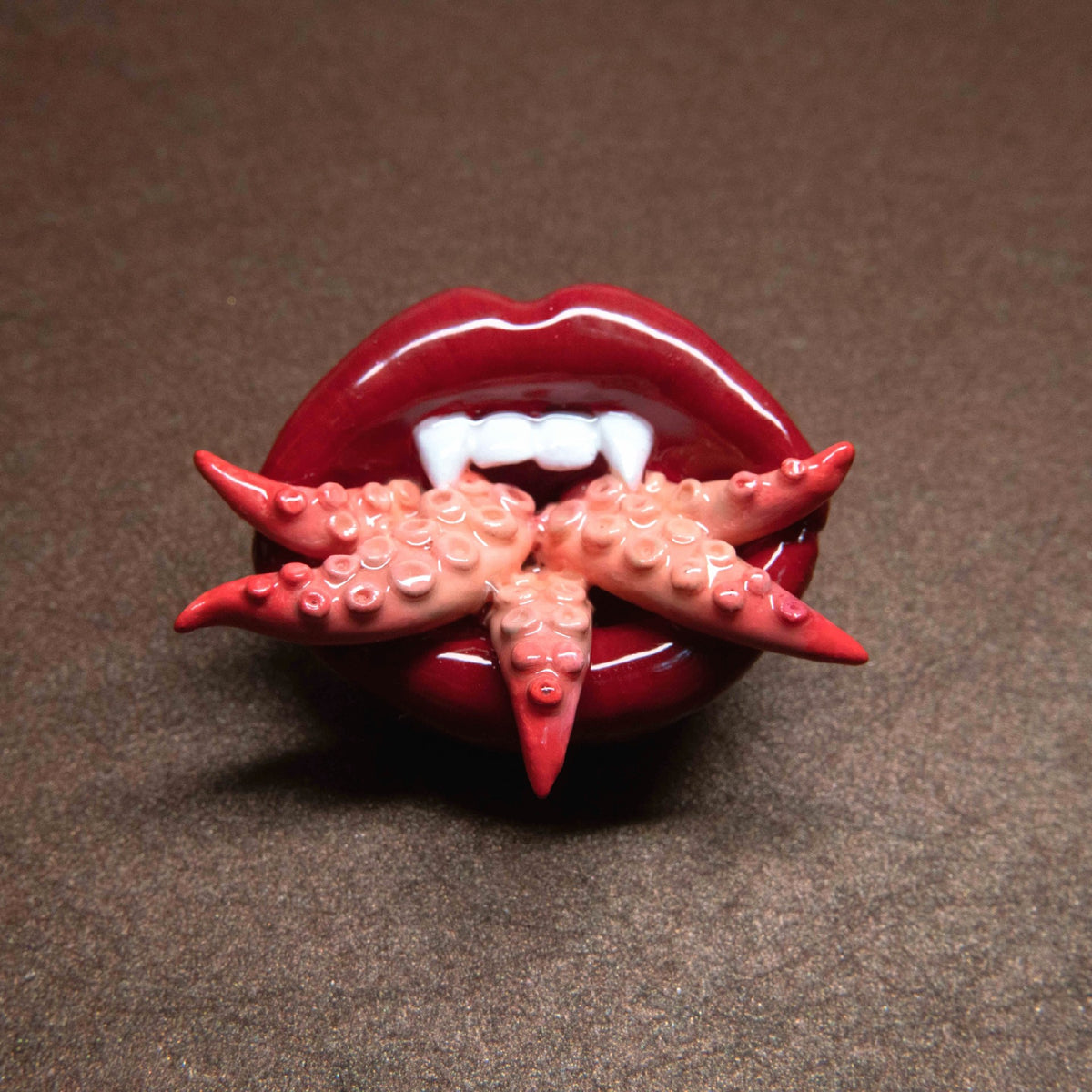 Crimson Lips Tentacle Pendant Necklace
