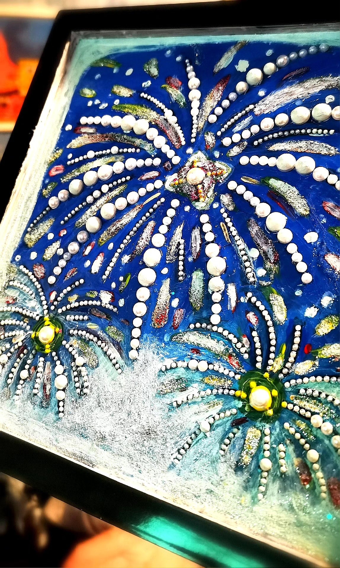 Textured Fireworks Snow Scene Wall Art