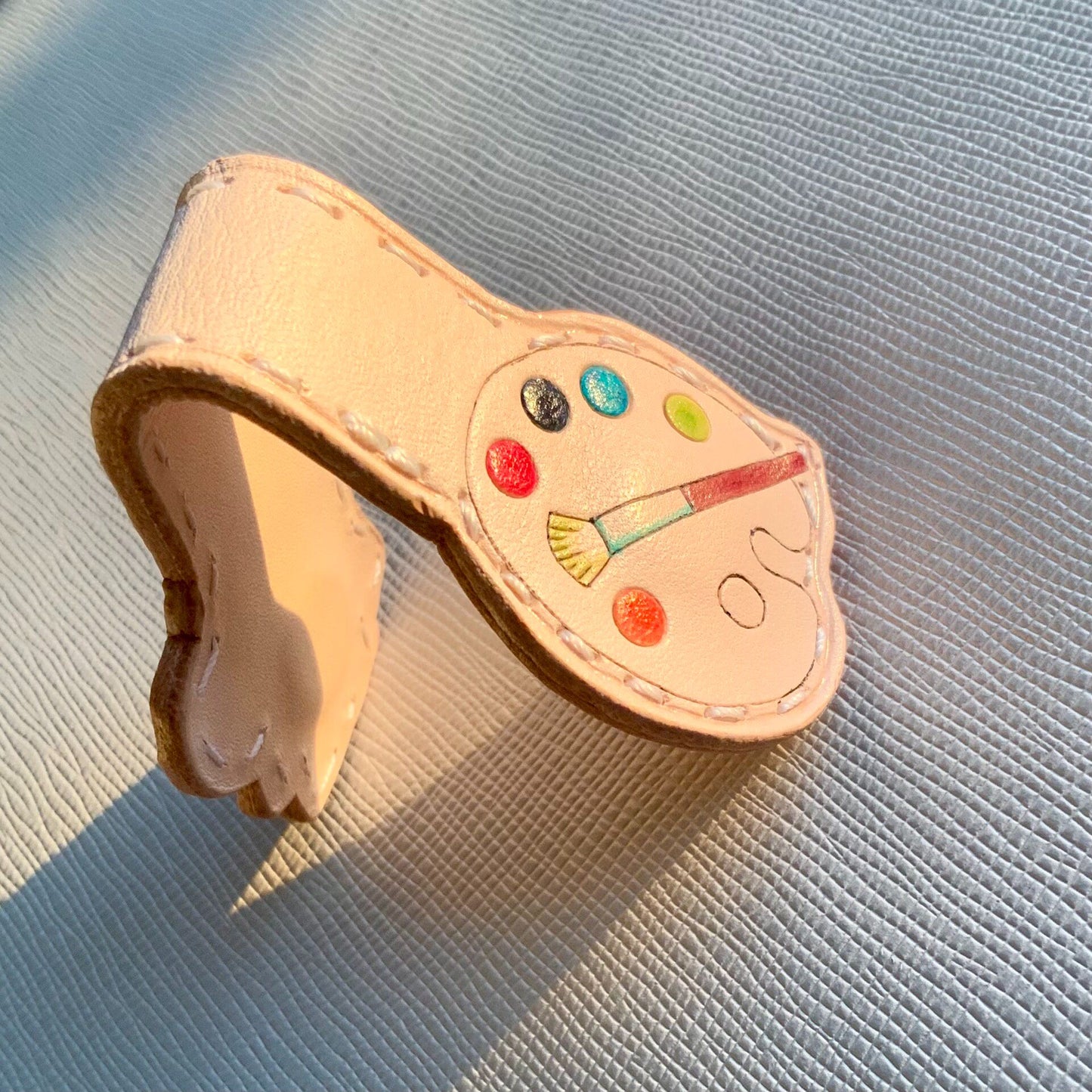 Handcrafted Leather Magnetic Bookmark with Artist Character Design