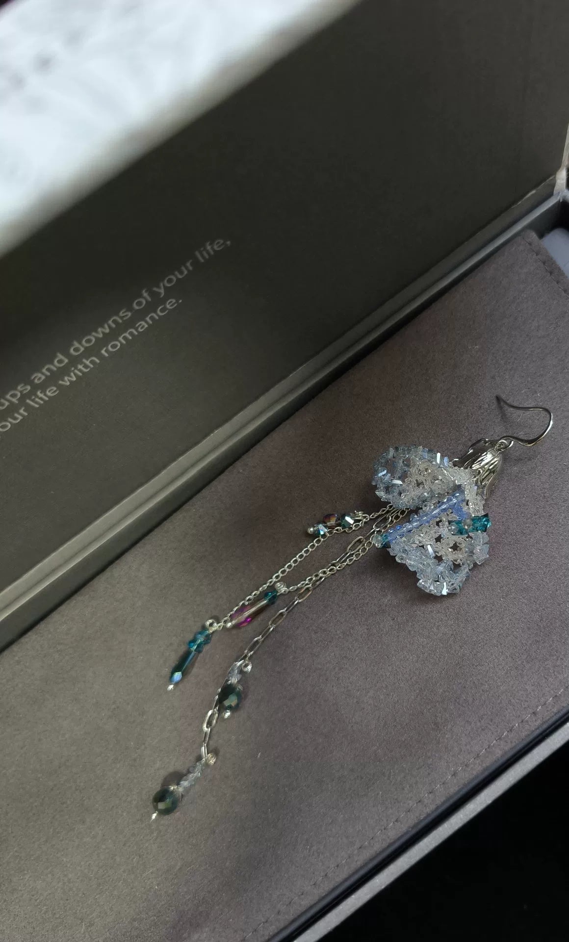 Pendientes de flor de cristal y plata 925