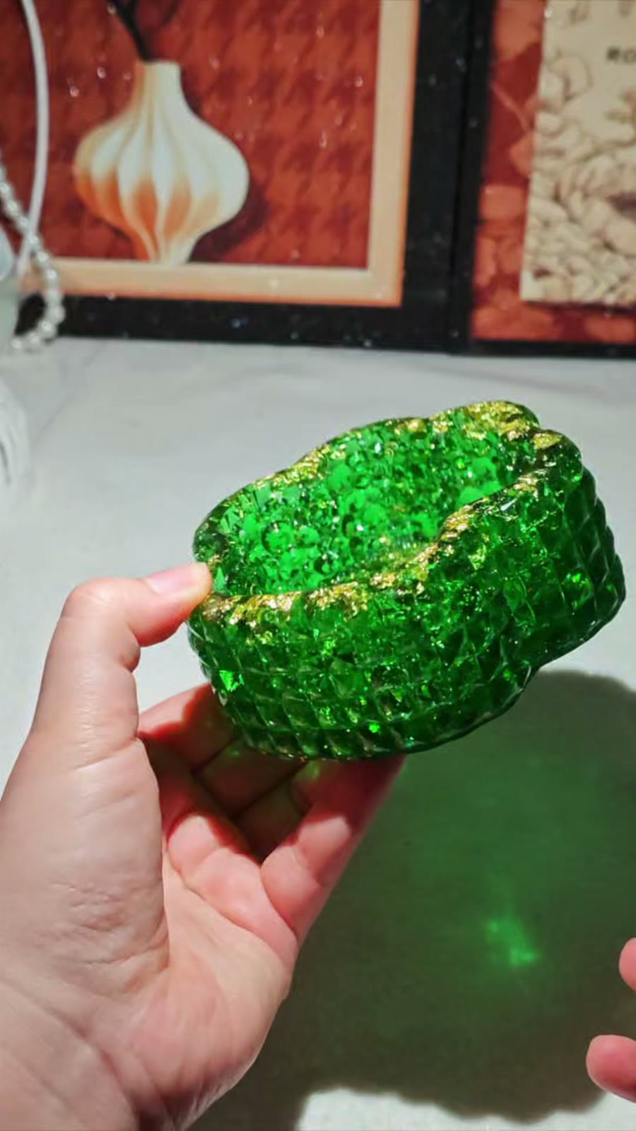 Emerald Green Cat Paw Diamond Storage Box