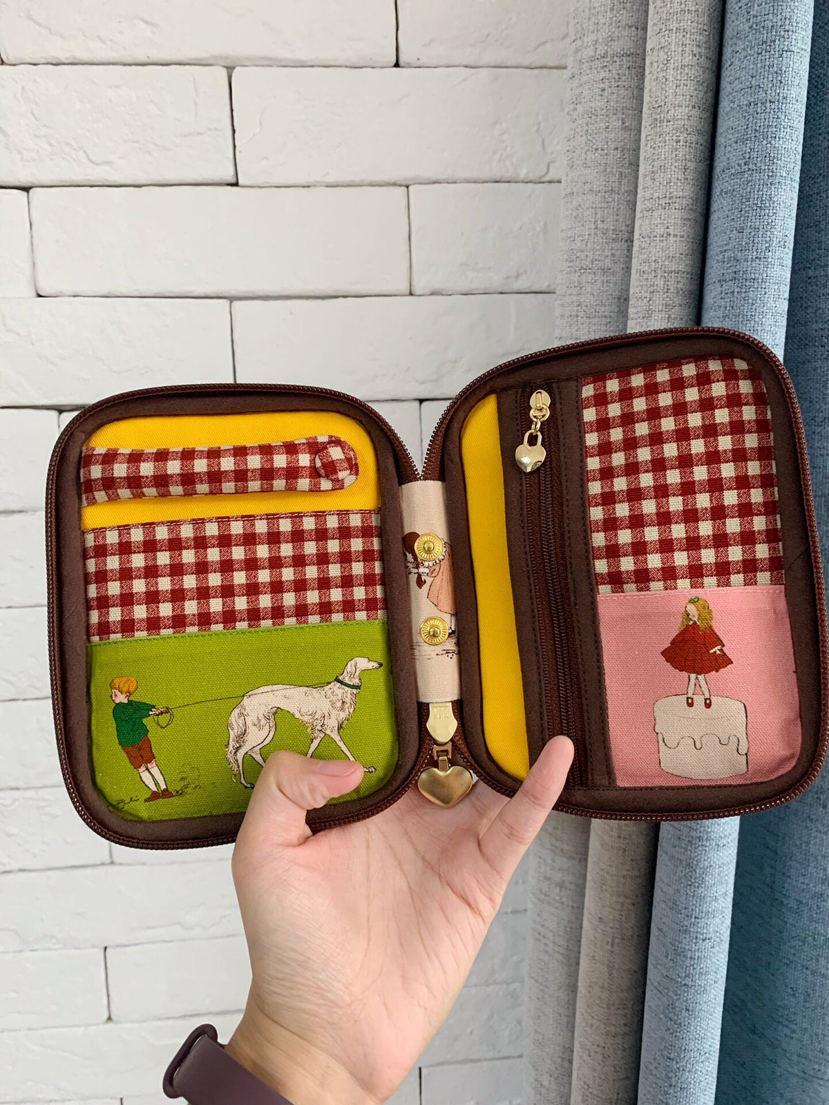 Zippered Organizer Pouch with Illustrated Panels