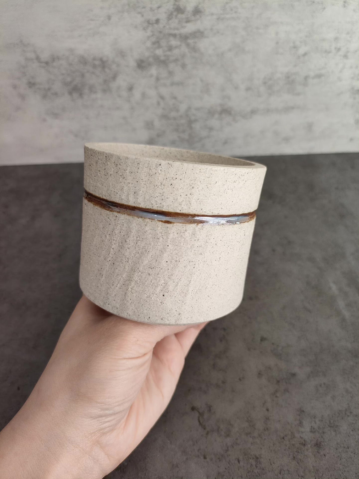 Handmade Ceramic Container with Glossy Cross Lid
