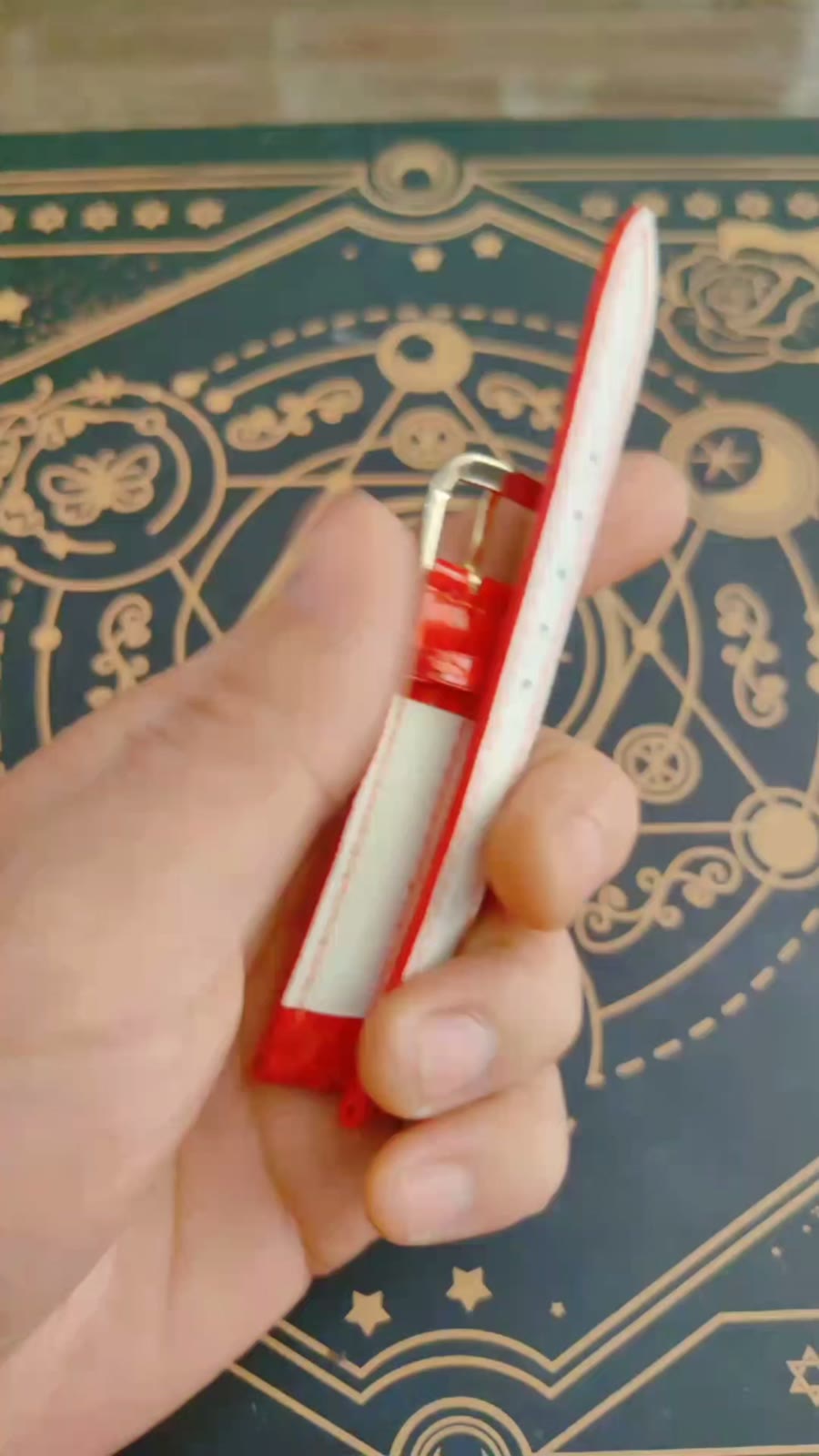 ハンドメイド レッドスネークスキンレザーウォッチストラップ