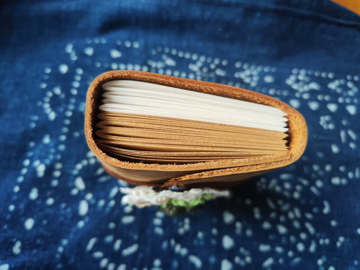Brown Leather Journal with Floral Decor