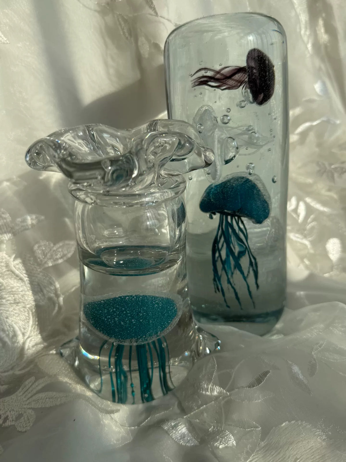 Vintage Glass Jellyfish and Fish Spheres