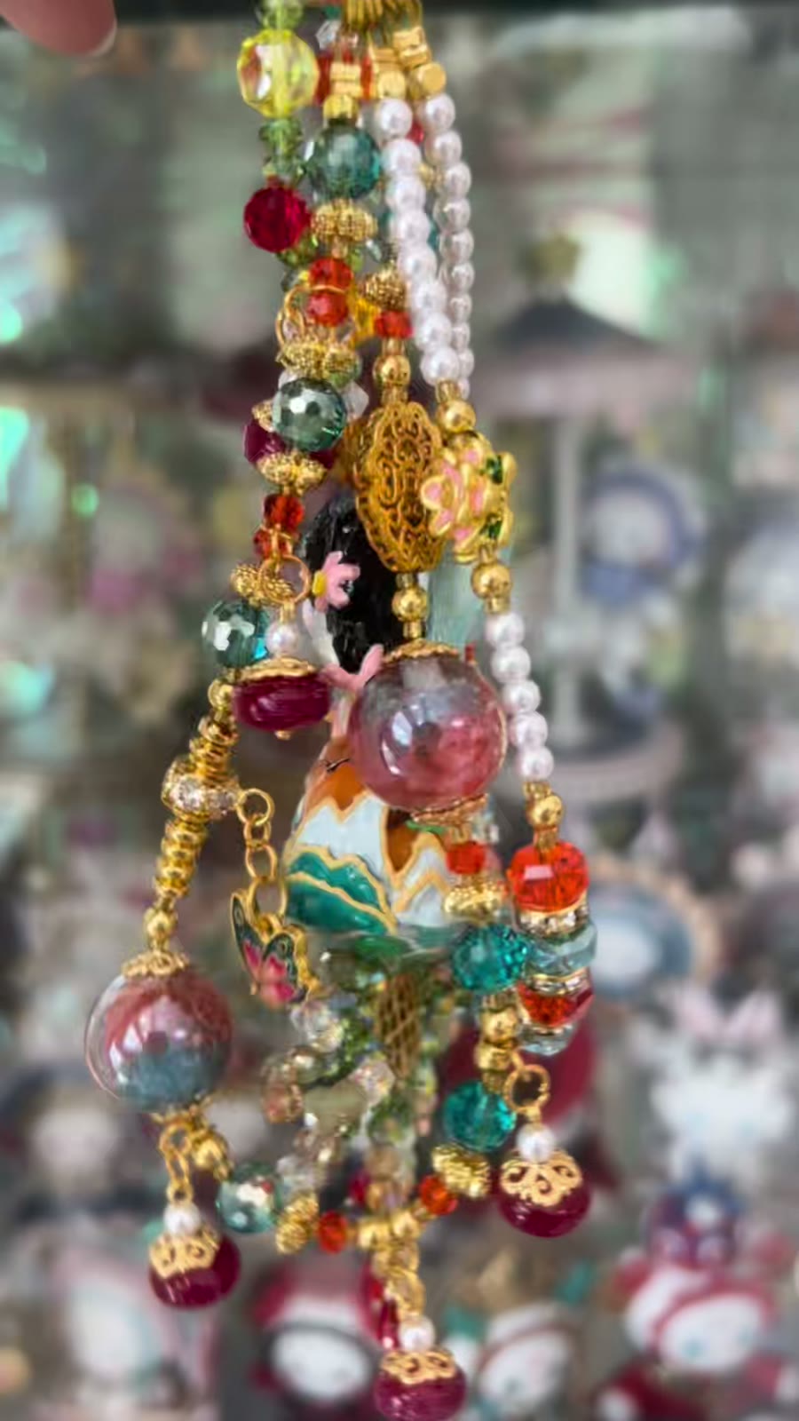 Pendentif perlé artisanal Poupée Cœur Dunhuang