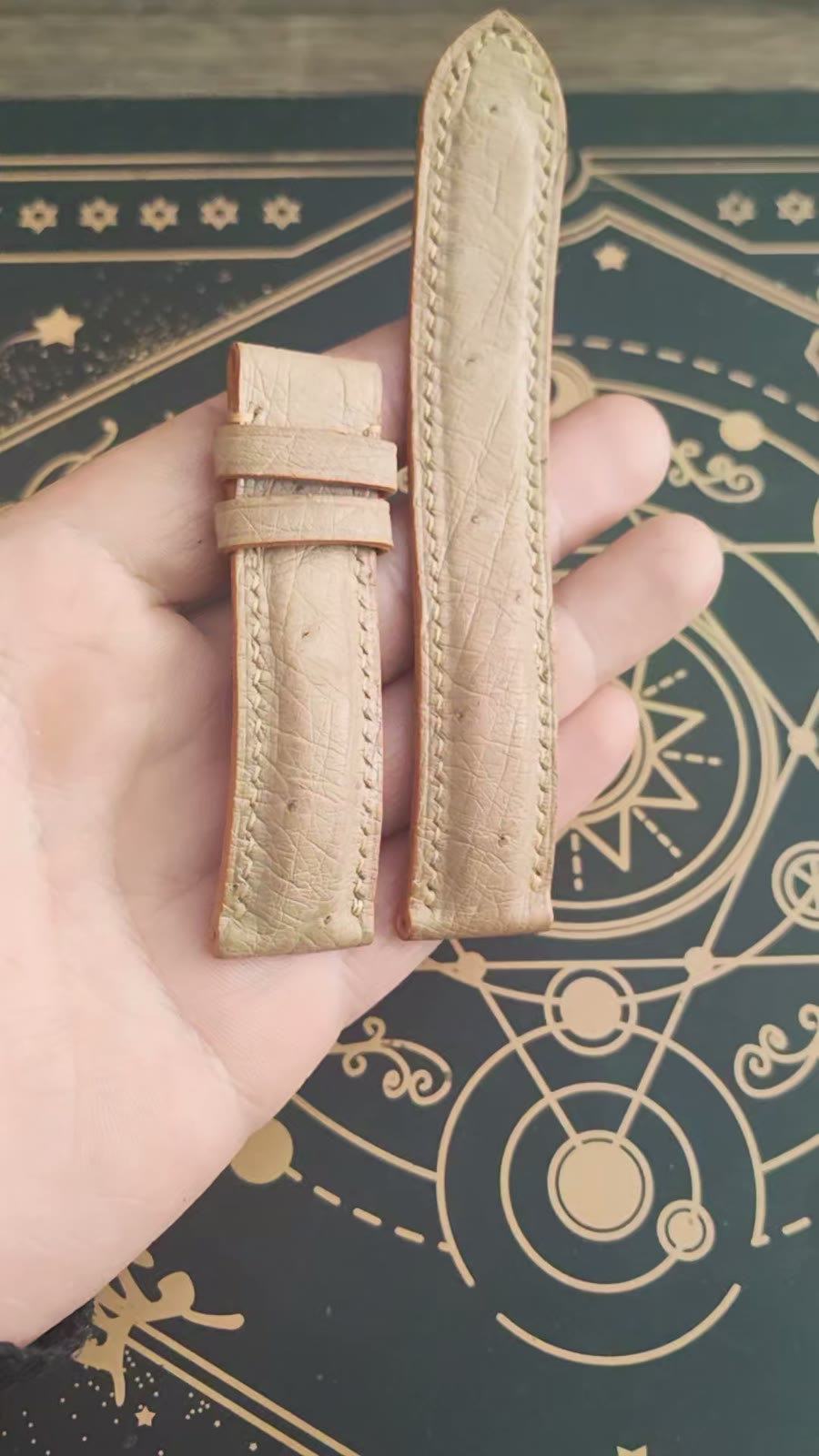 Ostrich Leather Watch Strap 22-20mm Hand Stitched