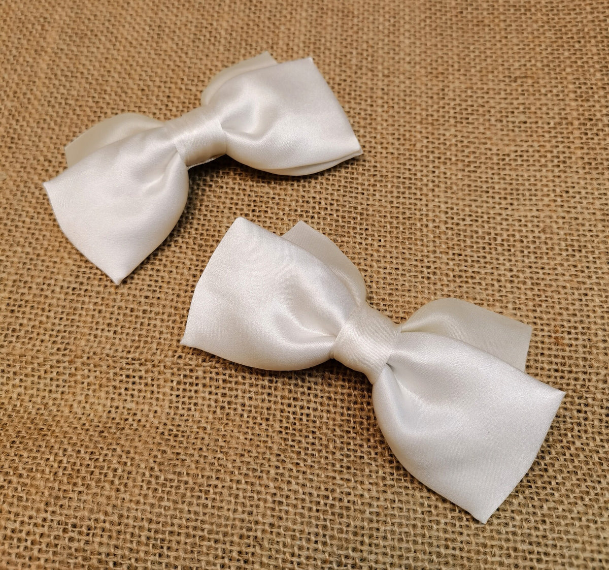 Pure Silk Bow Hair Clips Cream White
