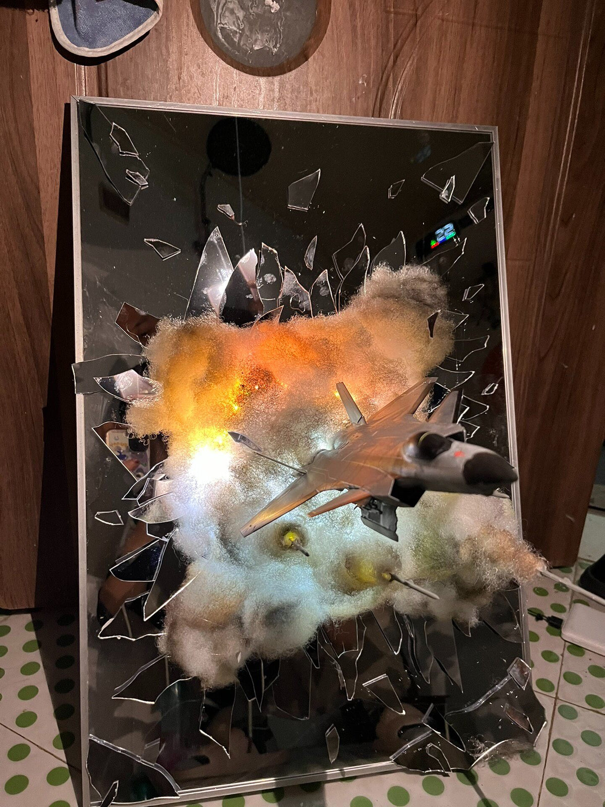 J20 Fighter Shattered Mirror LED Diorama