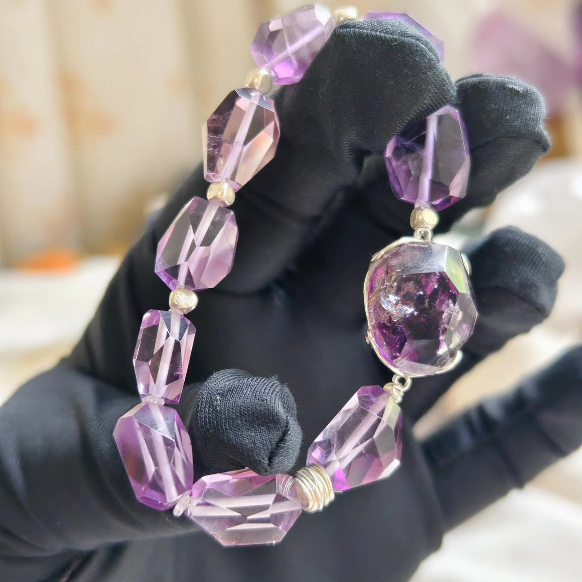 Purple Super Seven Silver Bracelet with Amethyst