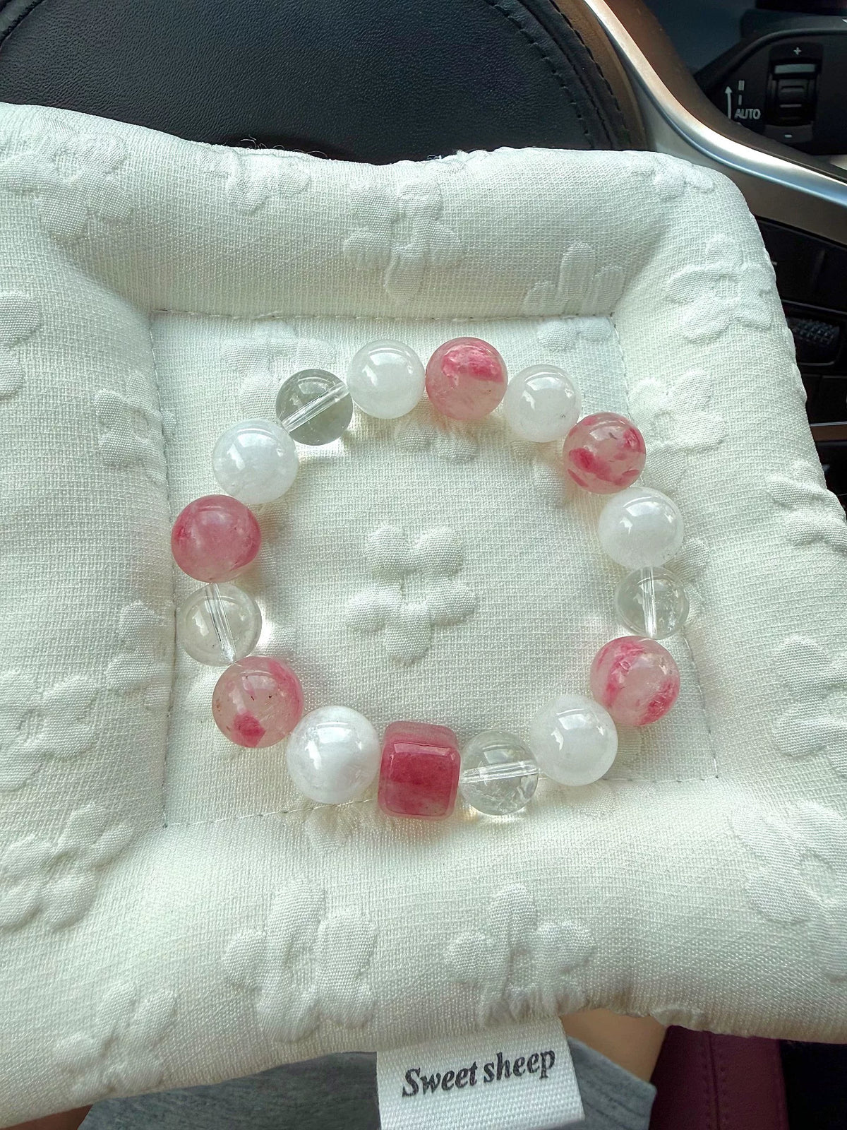 Braccialetto perlato in cristallo Cherry Blossom Rain 12mm