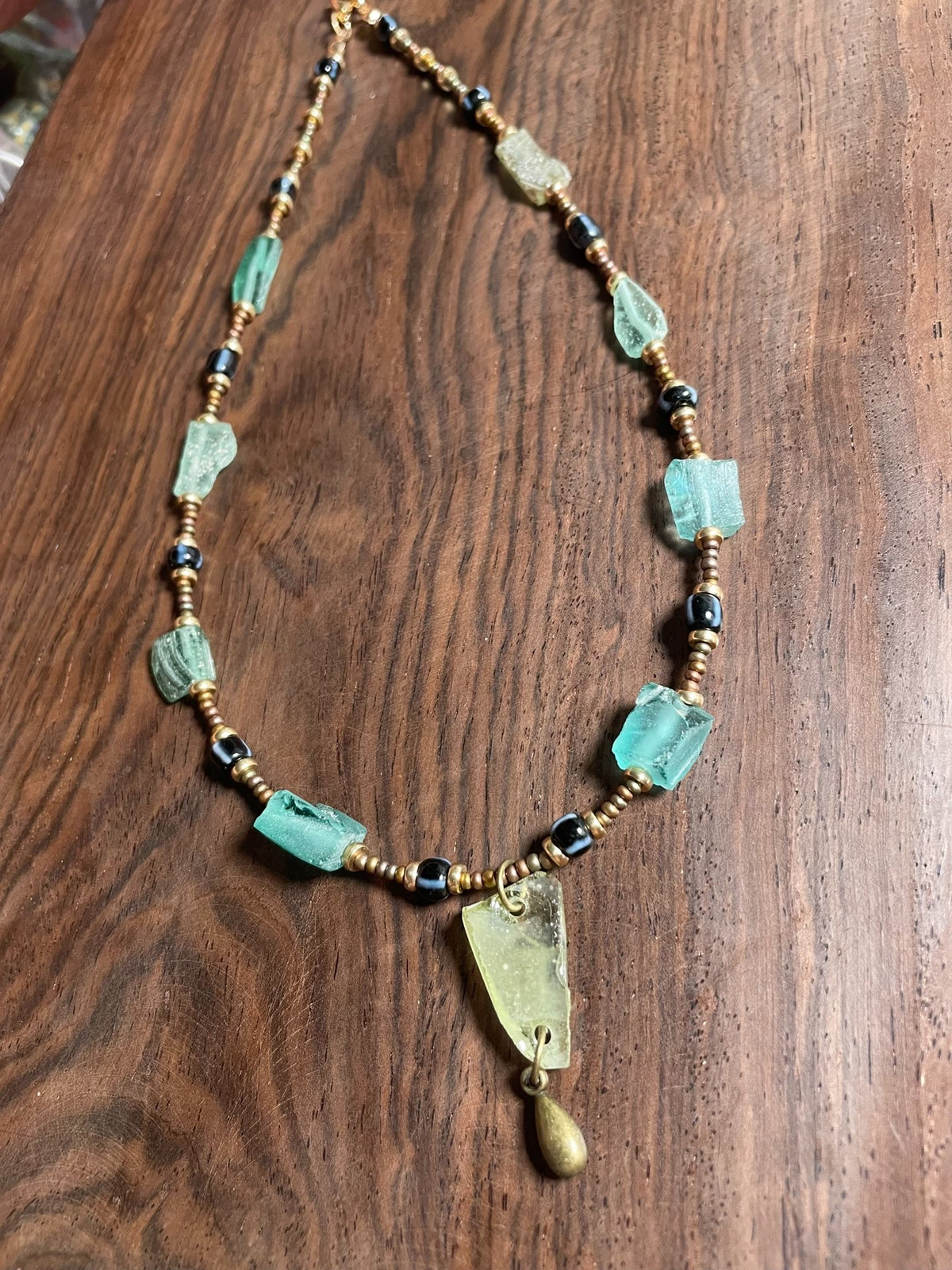 Ancient Roman Glass Bead Necklace 40cm