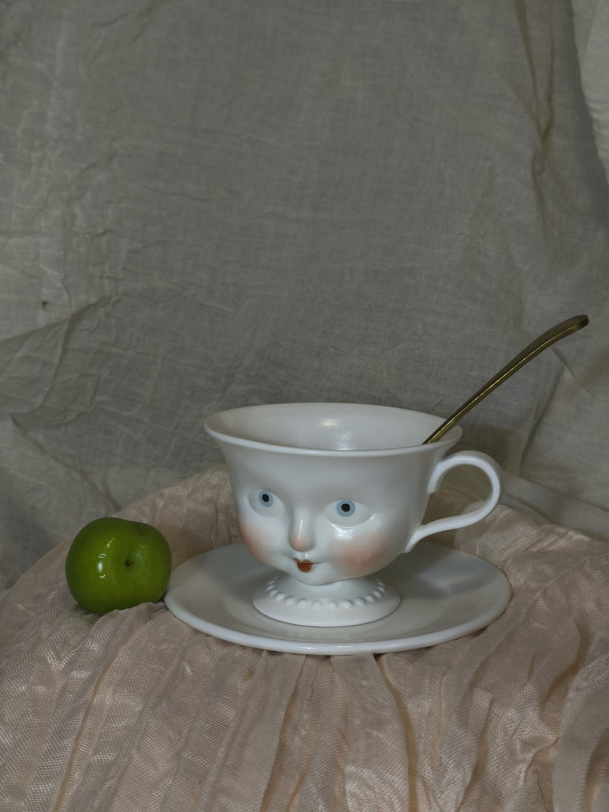 Ceramic Antique Doll Face Teacup Set