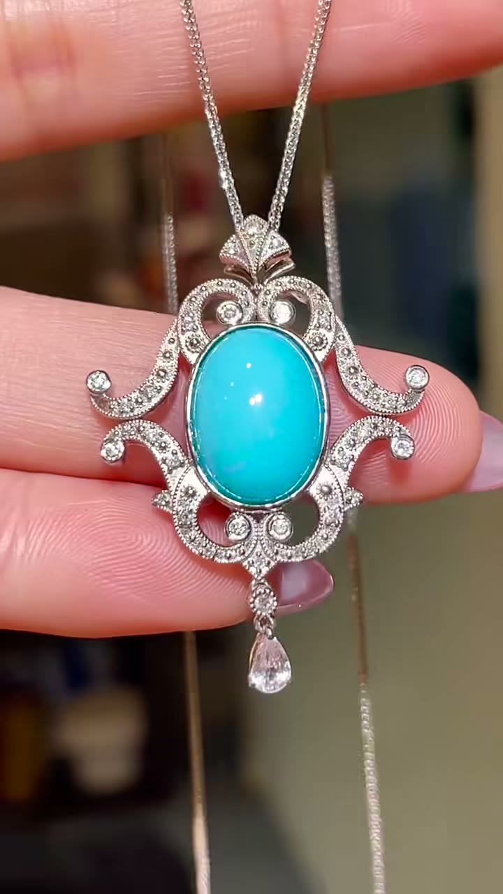 Pendentif-collier en platine Turquoise Sleeping Beauty