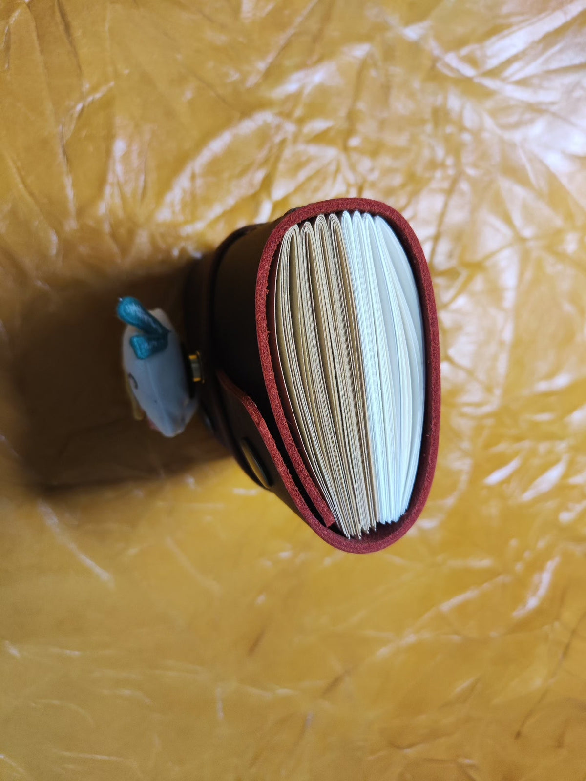 Cowhide Leather Notebook with Bird Charm