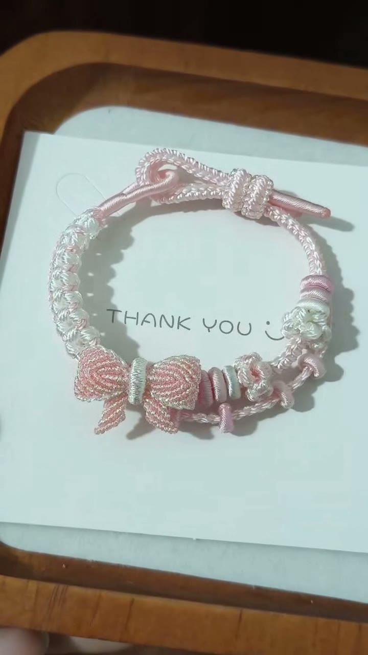 Handwoven Pink White Gradient Bracelet