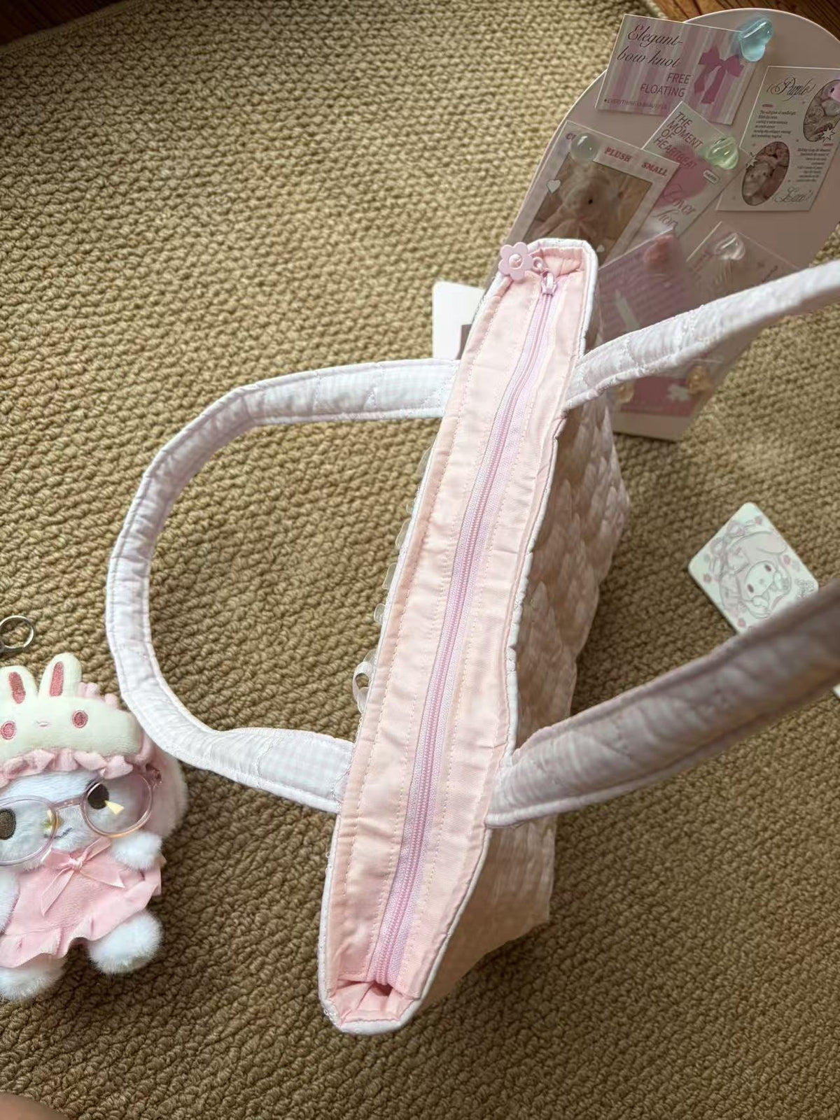 Handmade Quilted Pink Tote Bag