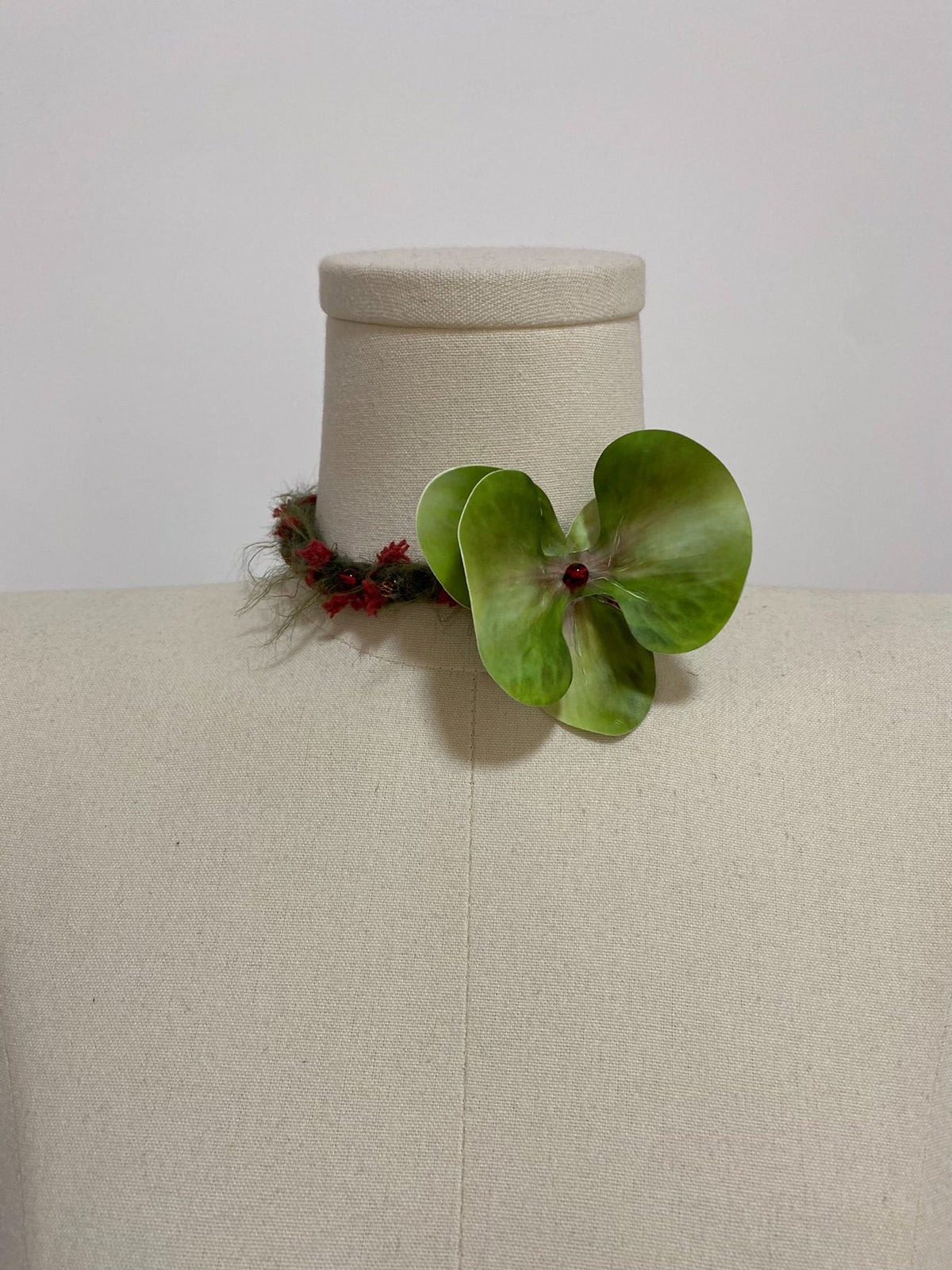 Handmade Crochet Choker with Green Orchid Flower