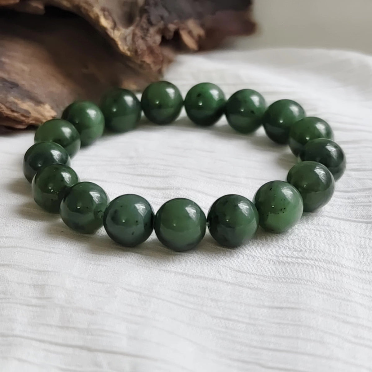 Pulsera de jade verde natural Hetian 11,8mm