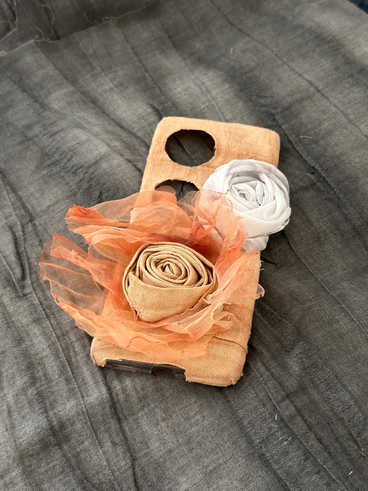 Handcrafted Fabric Rose Phone Case