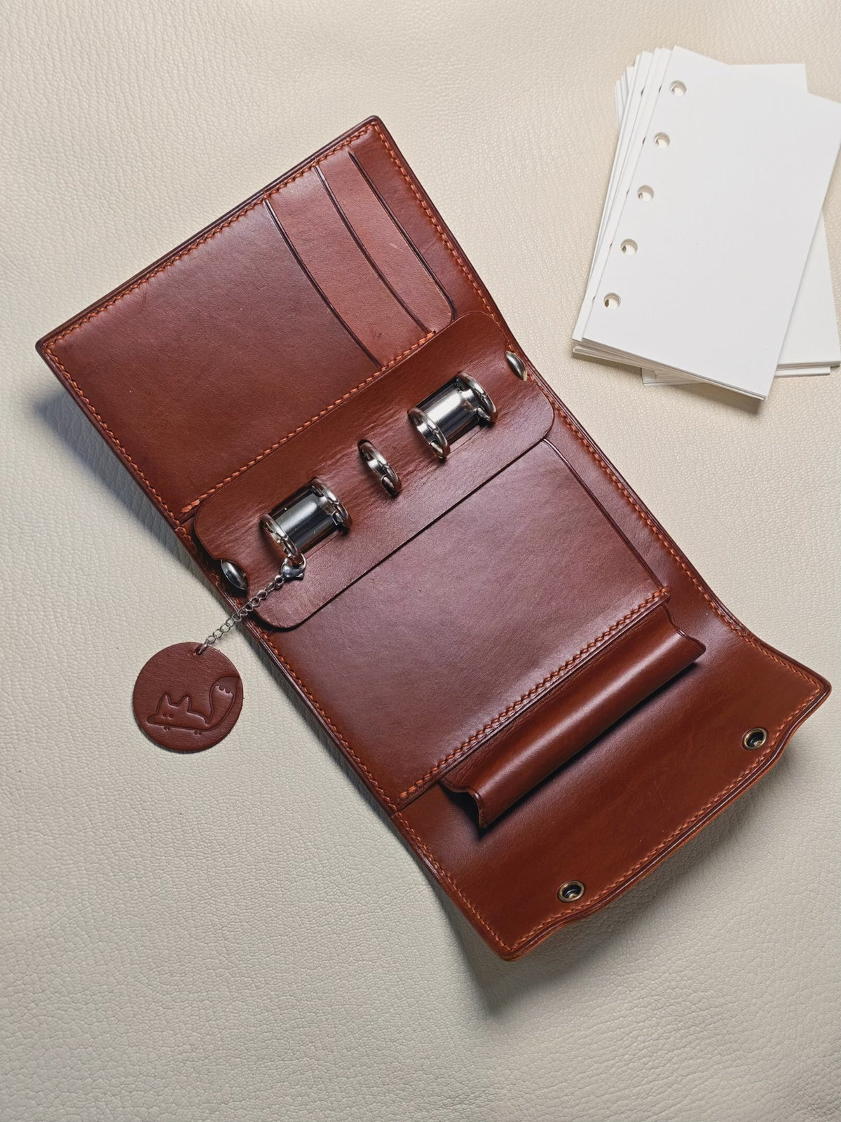 M5 Tri-Fold Notebook Cover Tan Leather