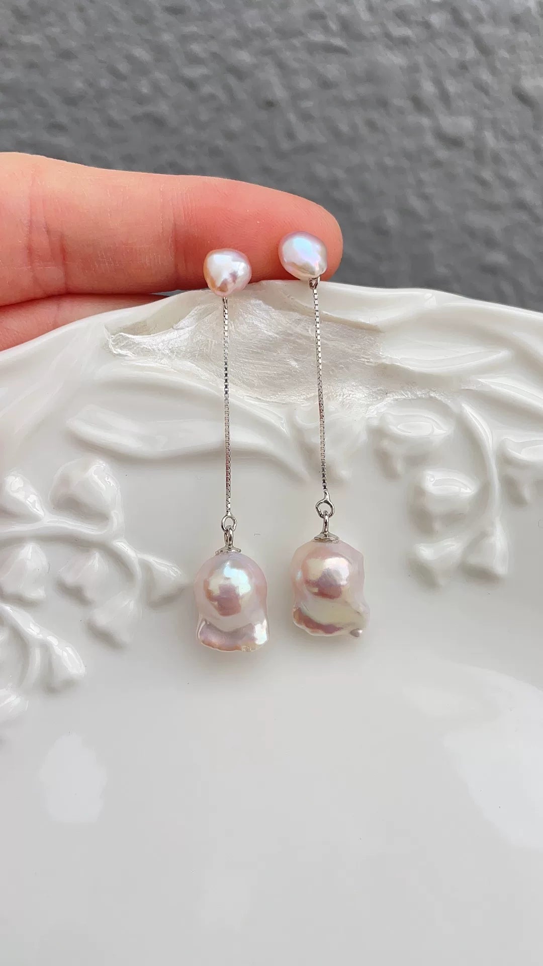 Baroque Pearl Drop Earrings 925 Silver