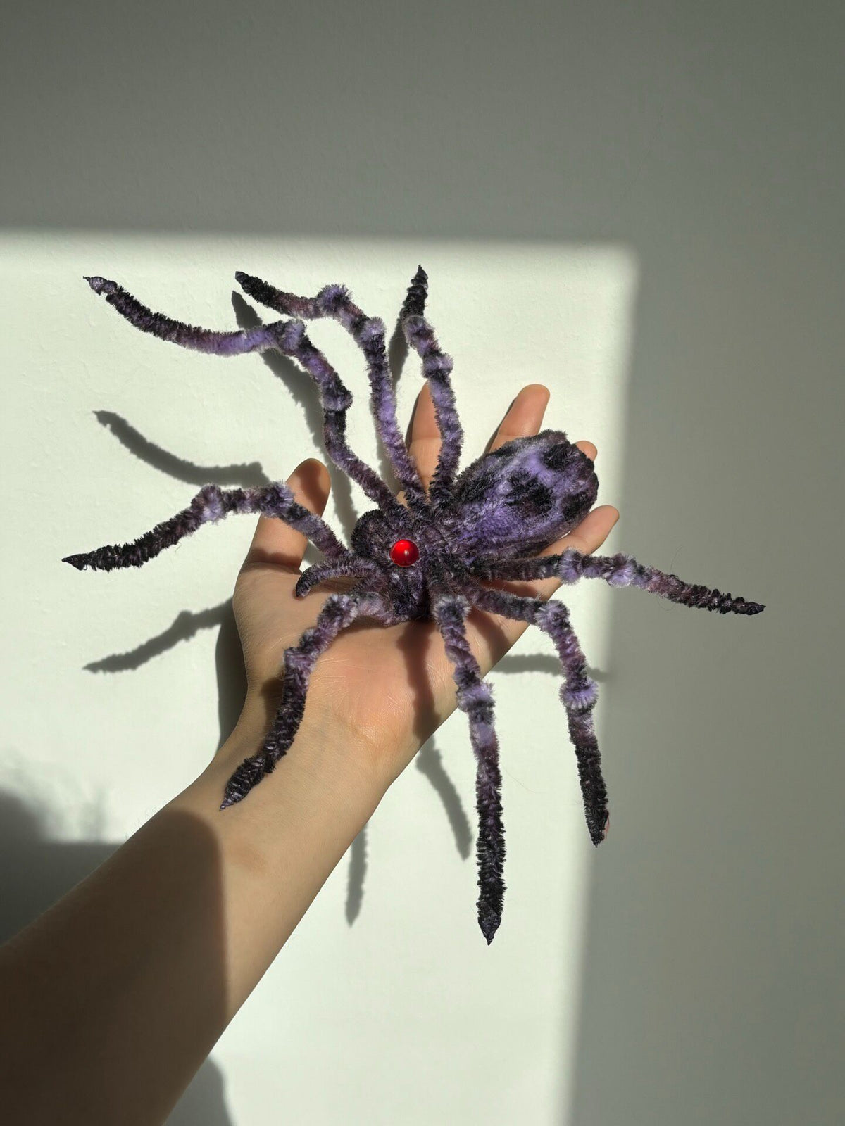 Chenille Spider Plush Poseable Dark Purple
