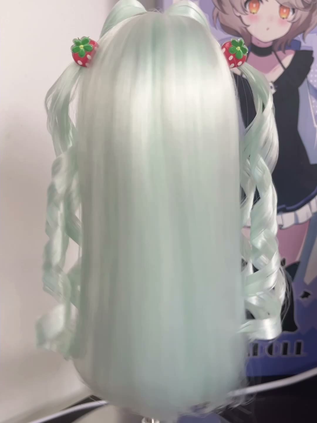 Doll Wig Pastel Mint Twin Tails