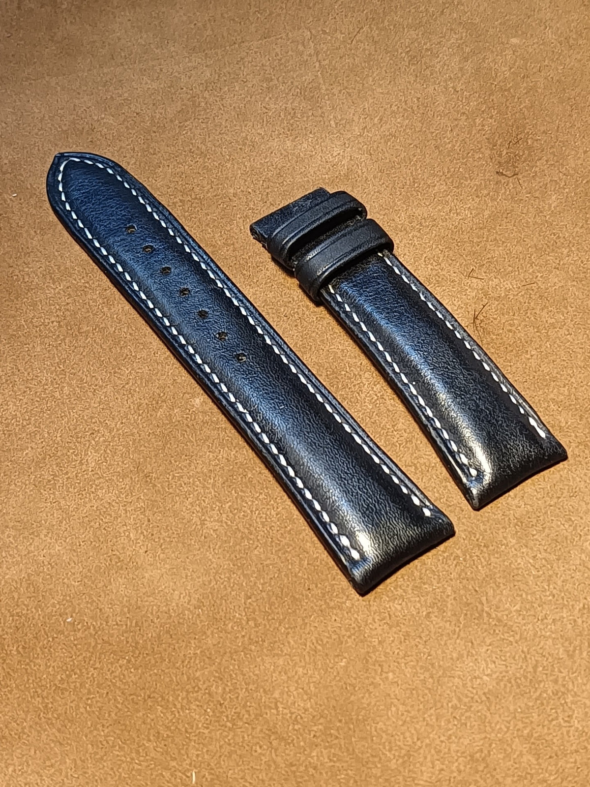 Black Leather Watch Strap with Zermatt Lining
