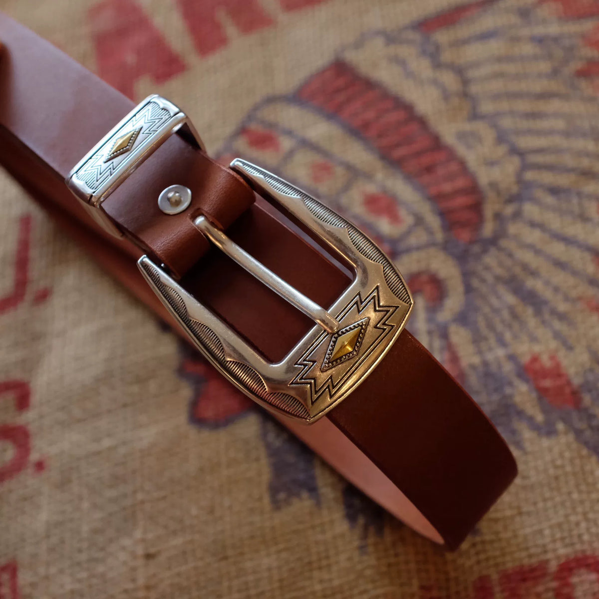 Vegetable Tanned Leather Belt Silver Buckle