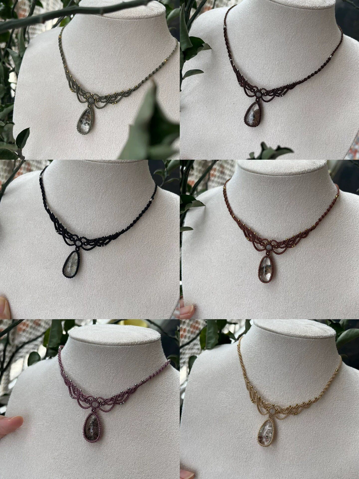 Ghost Crystal Macrame Choker Necklace
