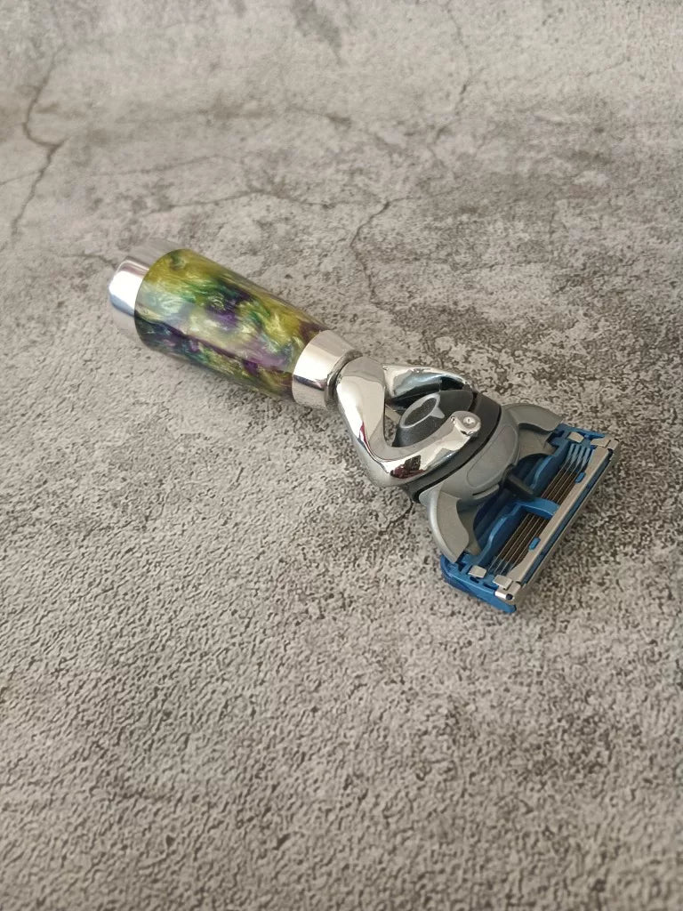 Mini Travel Razor with Marbled Handle