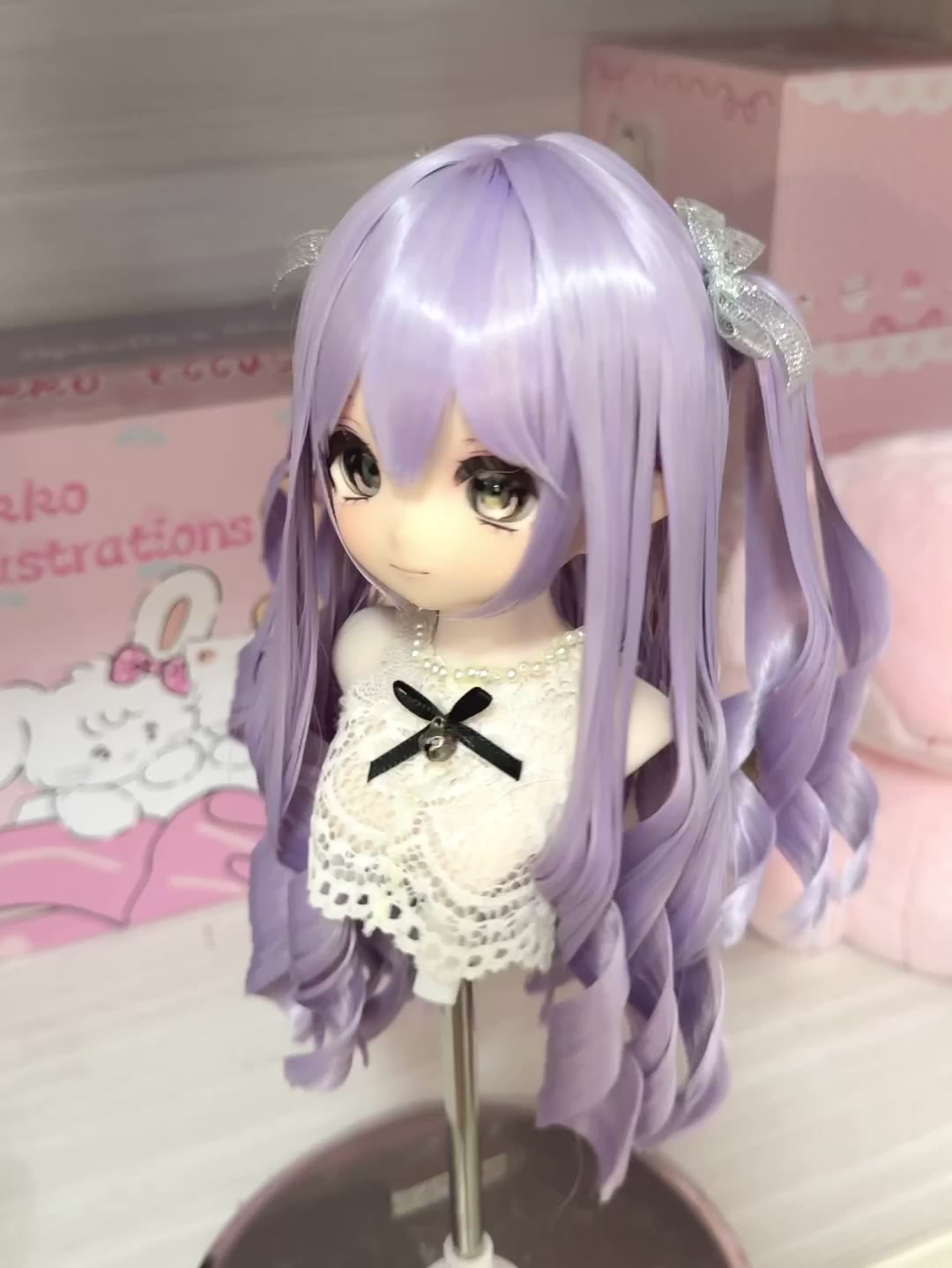 Doll Wig Pastel Lavender Twin Tail