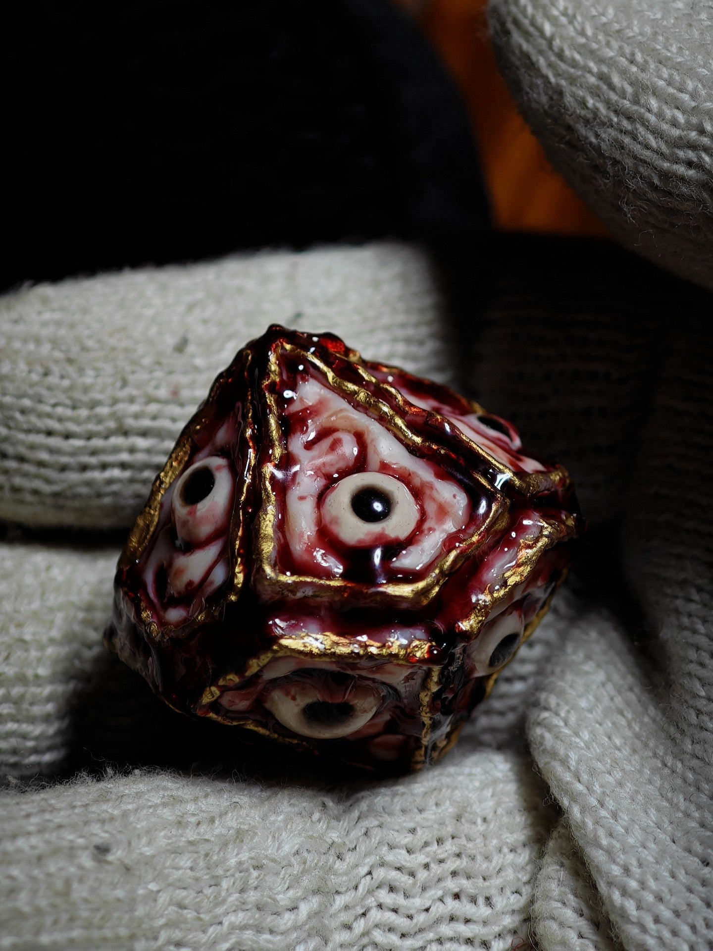 Cthulhu Organic Texture Polyhedral Custom Dice with Eye Motifs