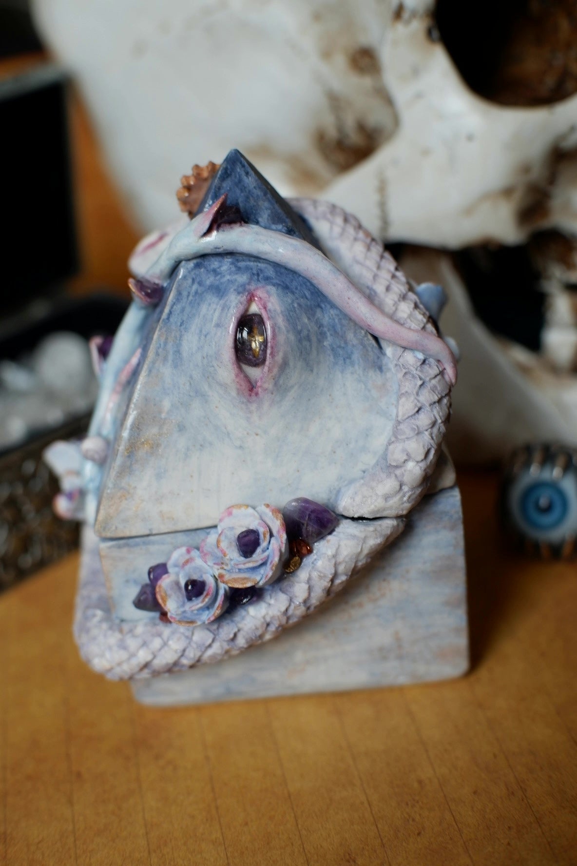 Wheel of Fortune Ring Box with Snake Sculpture