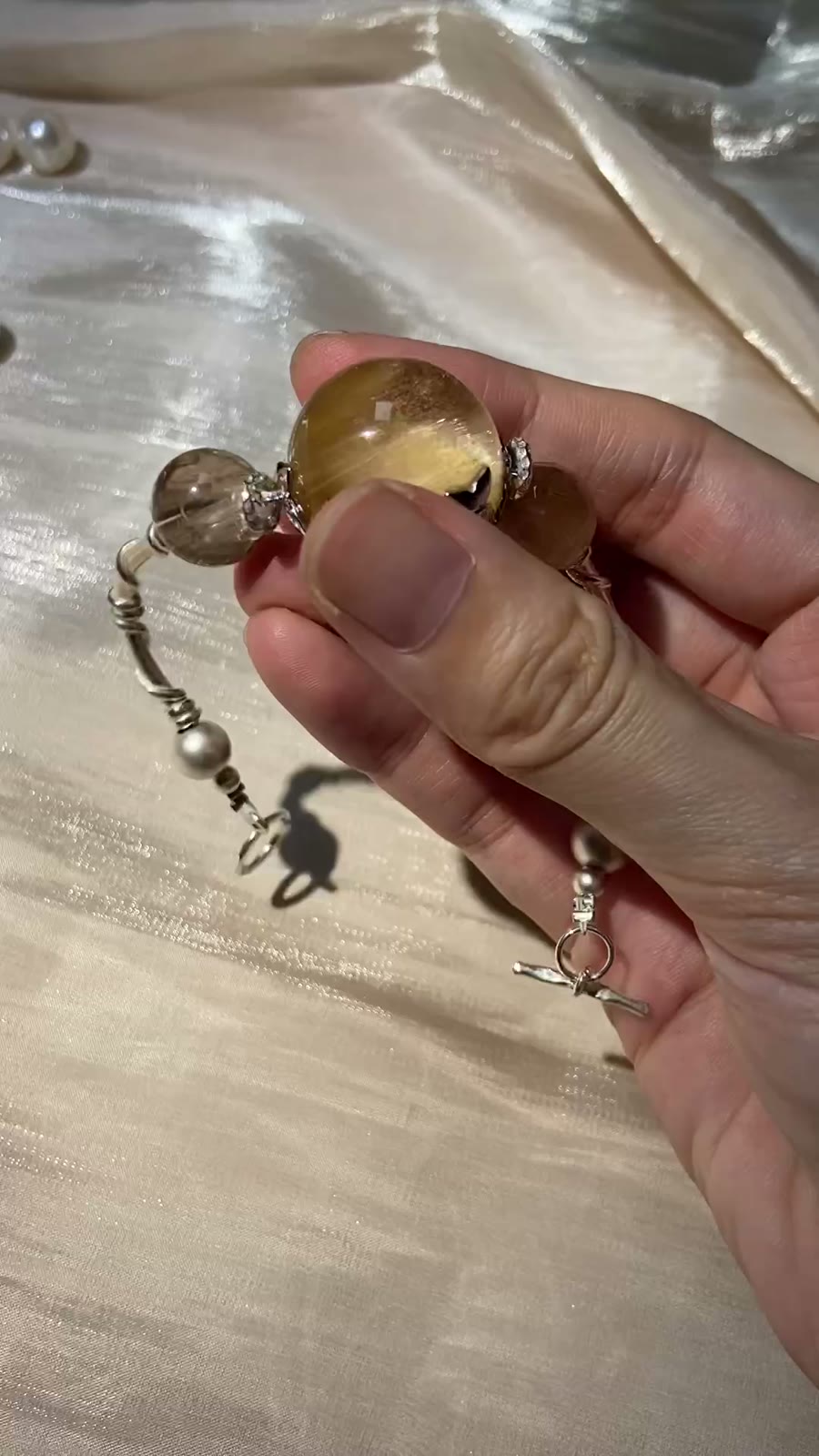 Goose Yellow Rabbit Hair Crystal Bracelet