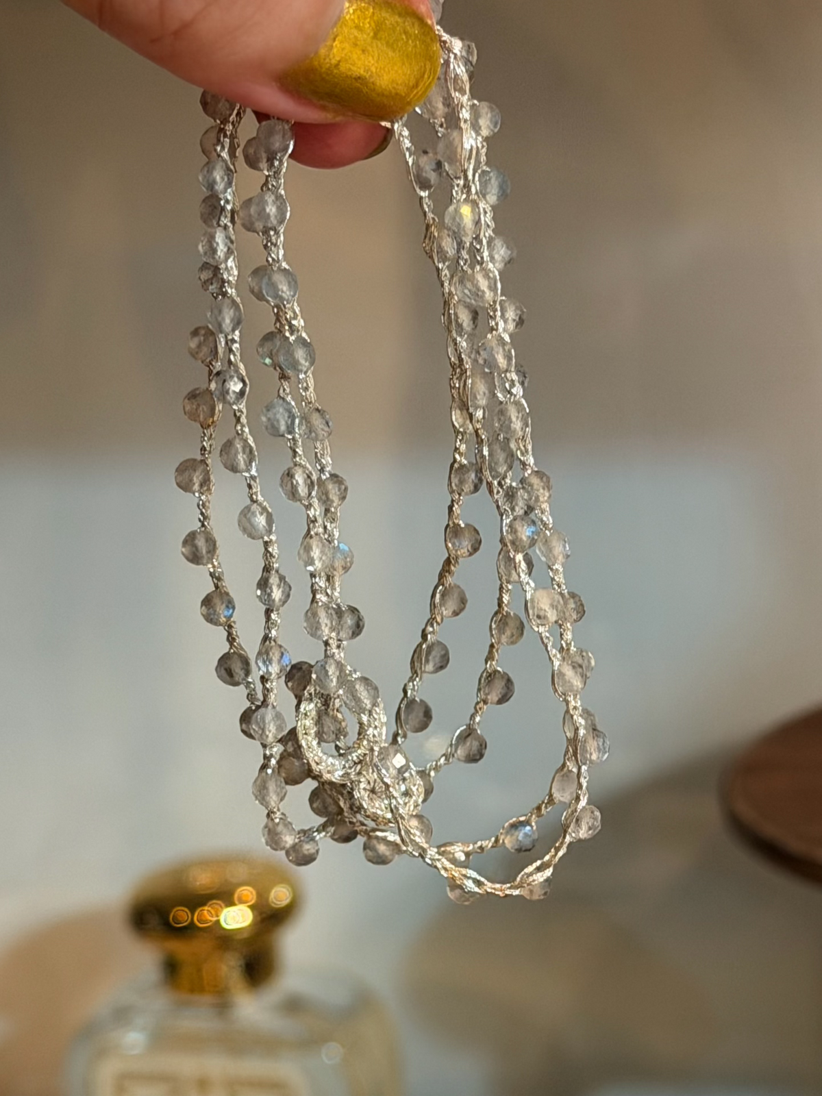 Bracelet-colier crocheté à la main en labradorite