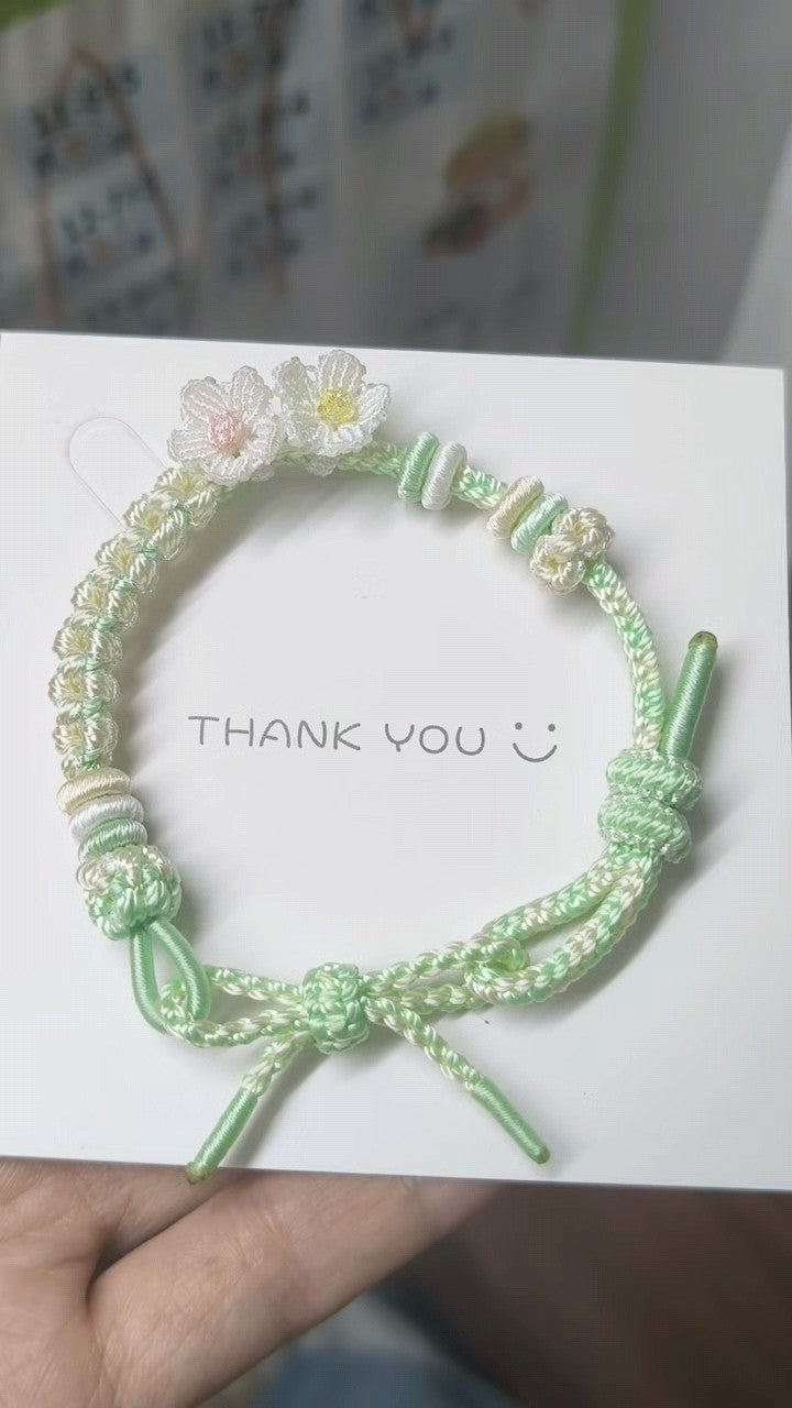 Handwoven Bracelet with Adjustable Sliding Knot