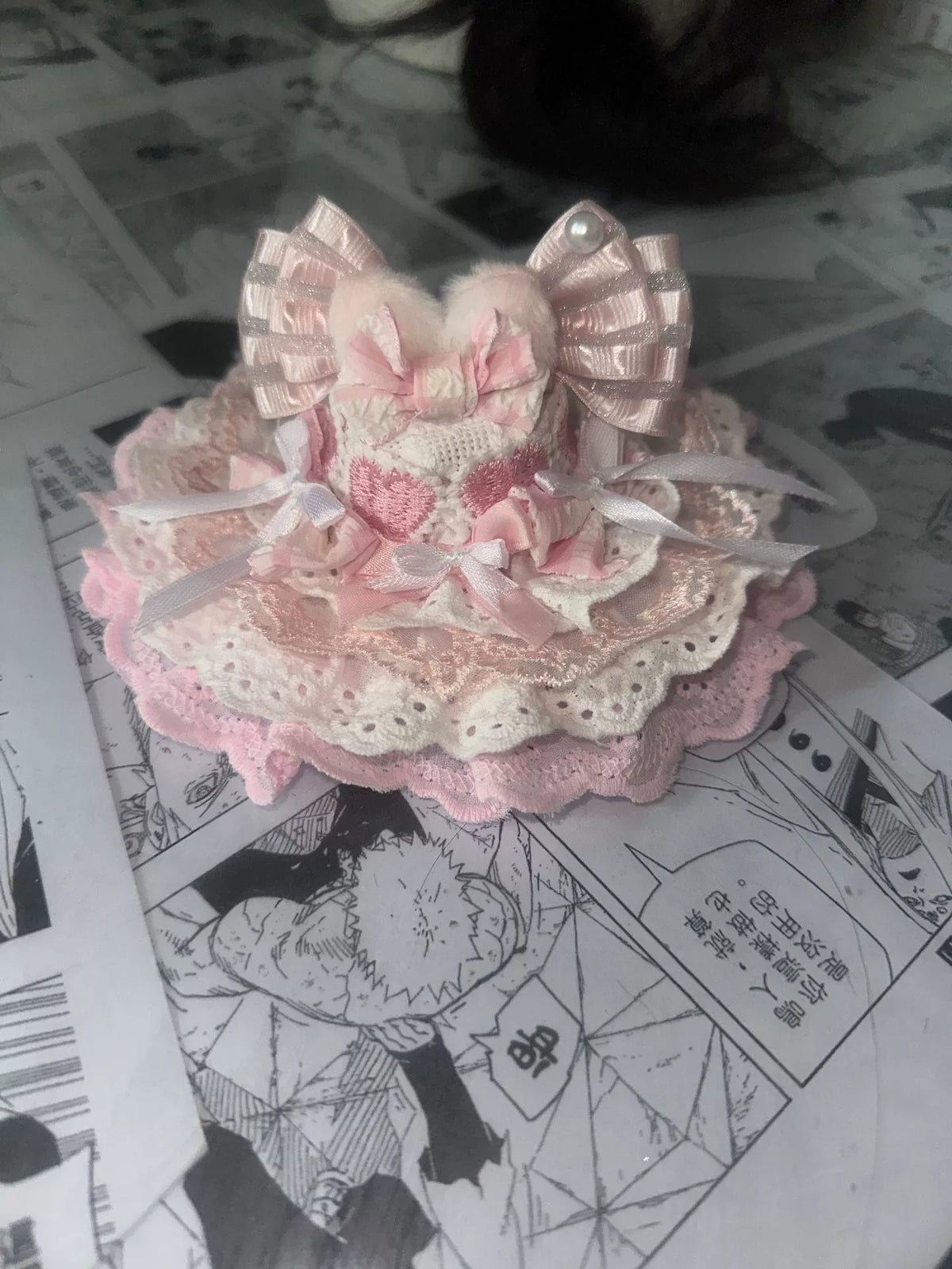 Pink Lace Lolita Mini Hat Fascinator