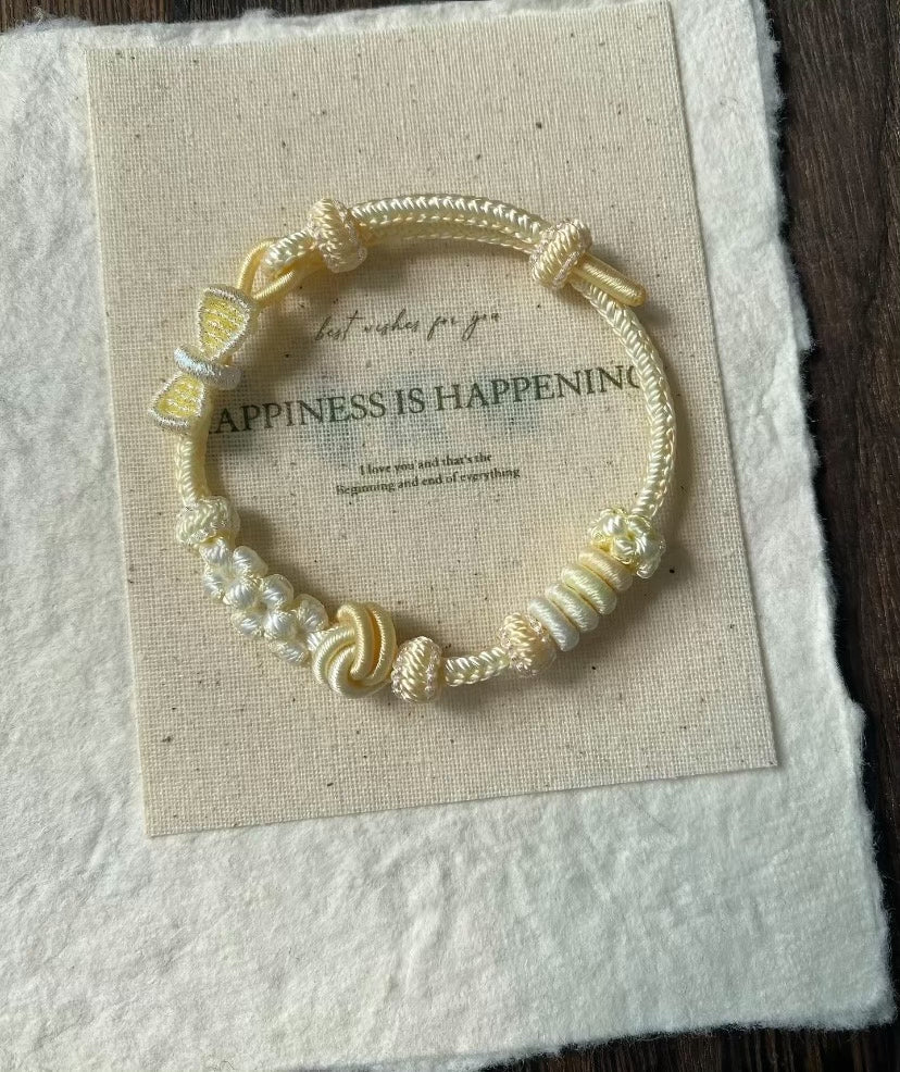 Handwoven Woven Bracelet Customizable Pale Yellow